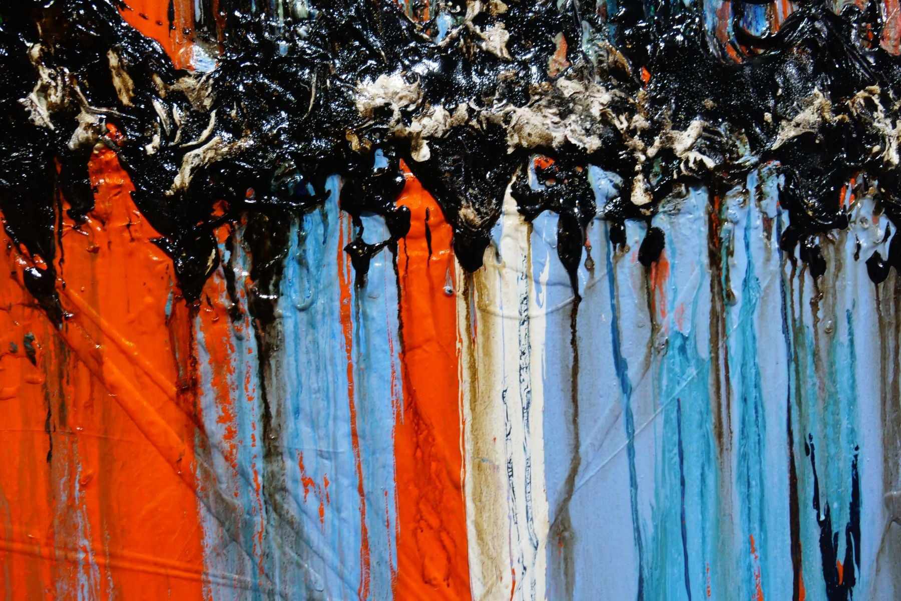 Reflections 240cm x 100cm Orange Blue Textured Abstract Painting (SOLD)