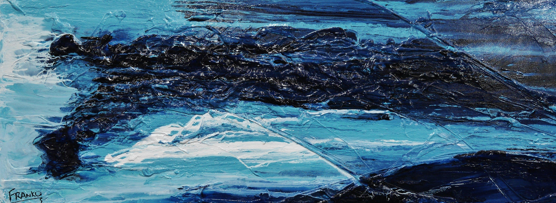 Required Blue 160cm x 60cm White Blue Textured Abstract Painting (SOLD)-Abstract-[Franko_Artist]-[Australian_artist]-[Gold_Coast]-[Brisbane]-[modern]-[contemporary]-[original]-[Large_artwork]-Franklin Art Studio