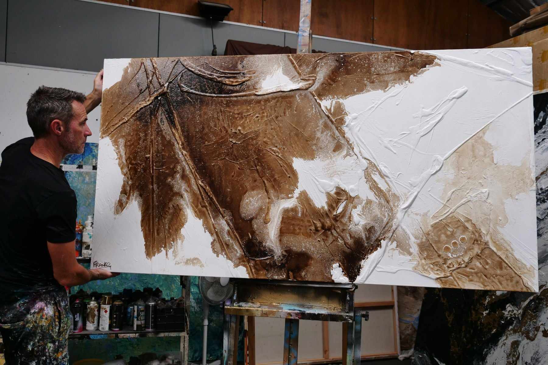 Resonance 190cm x 100cm Rust White Textured Abstract Painting (SOLD)-Abstract-[Franko_Artist]-[The_Block]-[Dream_Homes]-[ideas]- [Grand_Designs]-Franklin Art Studio