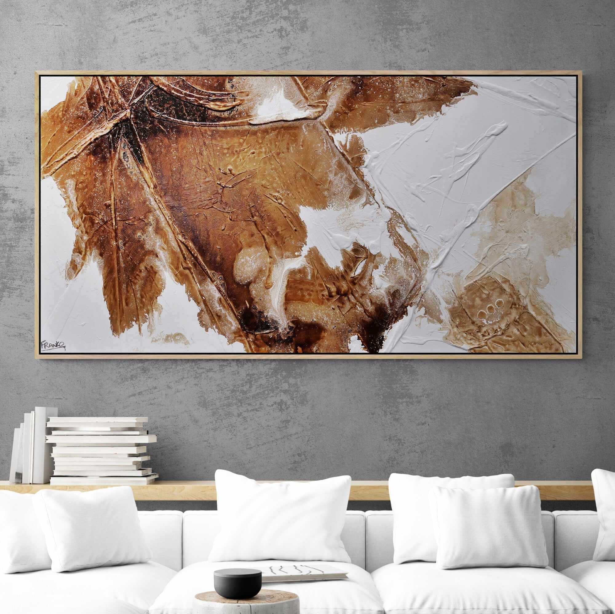 Resonance 190cm x 100cm Rust White Textured Abstract Painting (SOLD)-Abstract-[Franko_Artist]-[The_Block]-[Dream_Homes]-[ideas]-[Grand_Designs]-[Art_Lover]-Franklin Art Studio