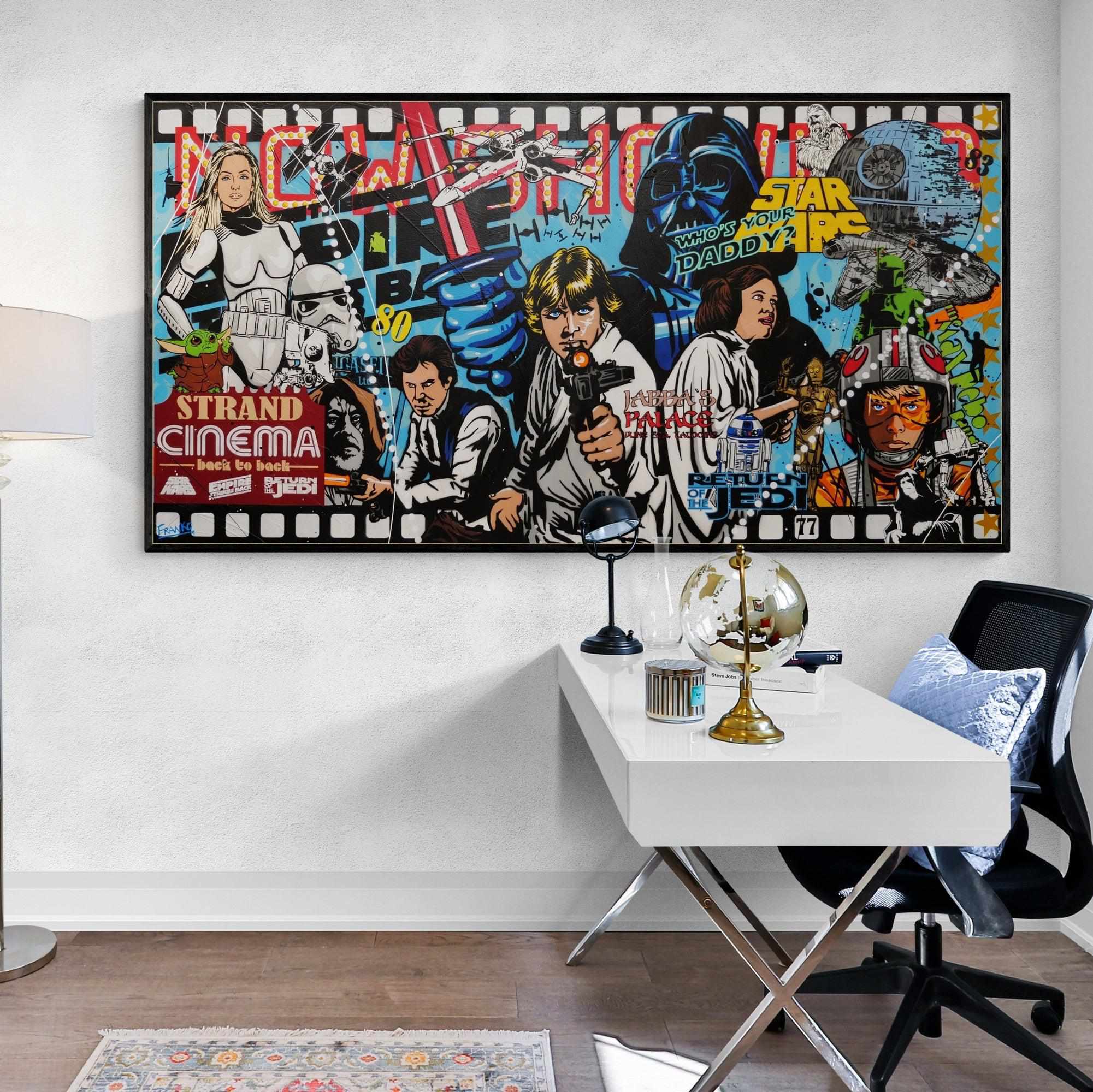 Return of the Force 190cm x 100cm Star Wars Textured Urban Pop Art Painting (SOLD)-Urban Pop Art-[Franko_Artist]-[The_Block]-[Dream_Homes]-[ideas]- [Grand_Designs]-Franklin Art Studio
