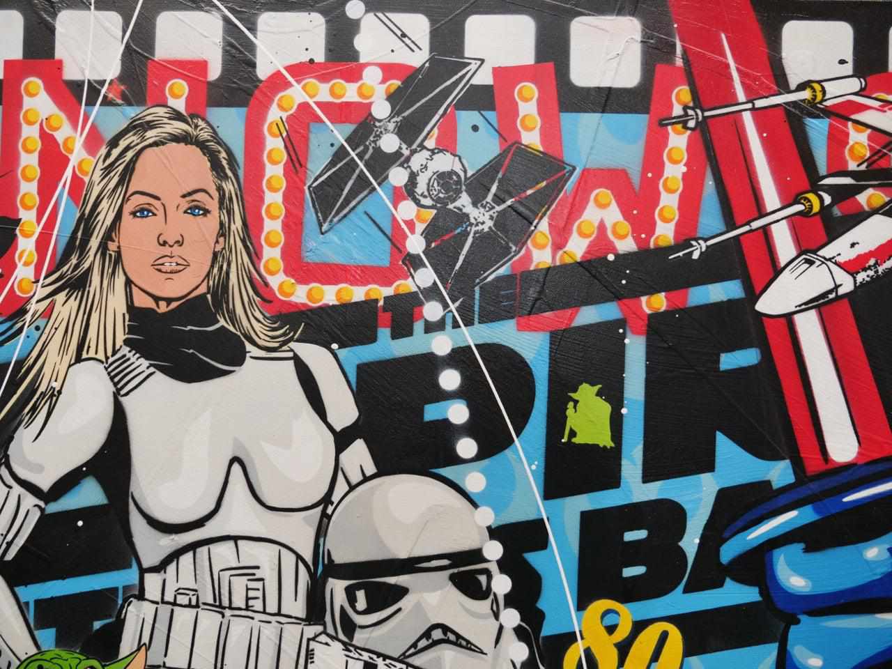 Return of the Force 190cm x 100cm Star Wars Textured Urban Pop Art Painting (SOLD)-Urban Pop Art-[Franko_Artist]-[The_Block]-[Dream_Homes]-[ideas]-[Grand_Designs]-[Art_Lover]-Franklin Art Studio