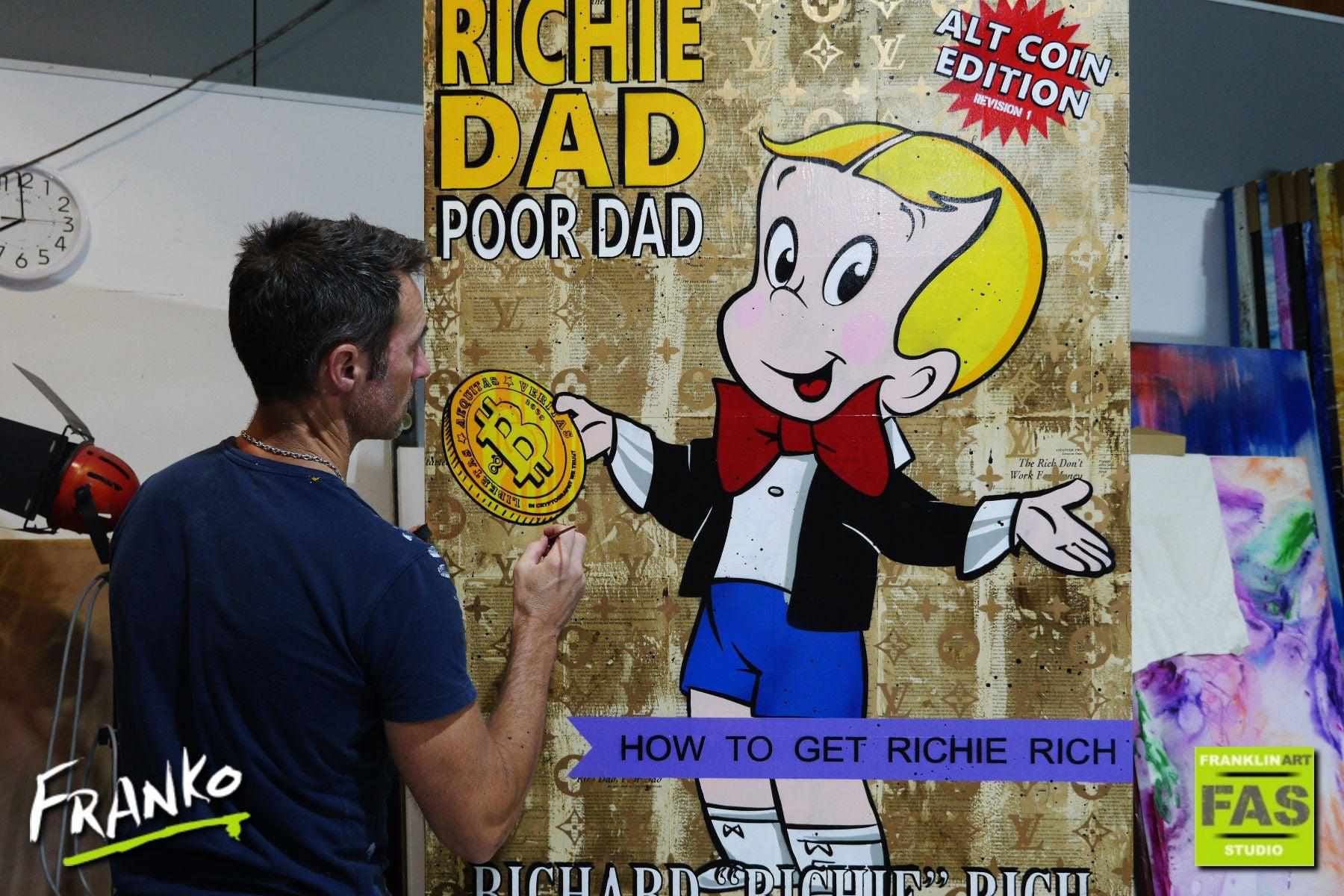 Rich Like Richie 140cm x 100cm Richie Rich Bitcoin (SOLD)-bitcoin themed-[Franko_Artist]-[The_Block]-[Dream_Homes]-[ideas]- [Grand_Designs]-Franklin Art Studio