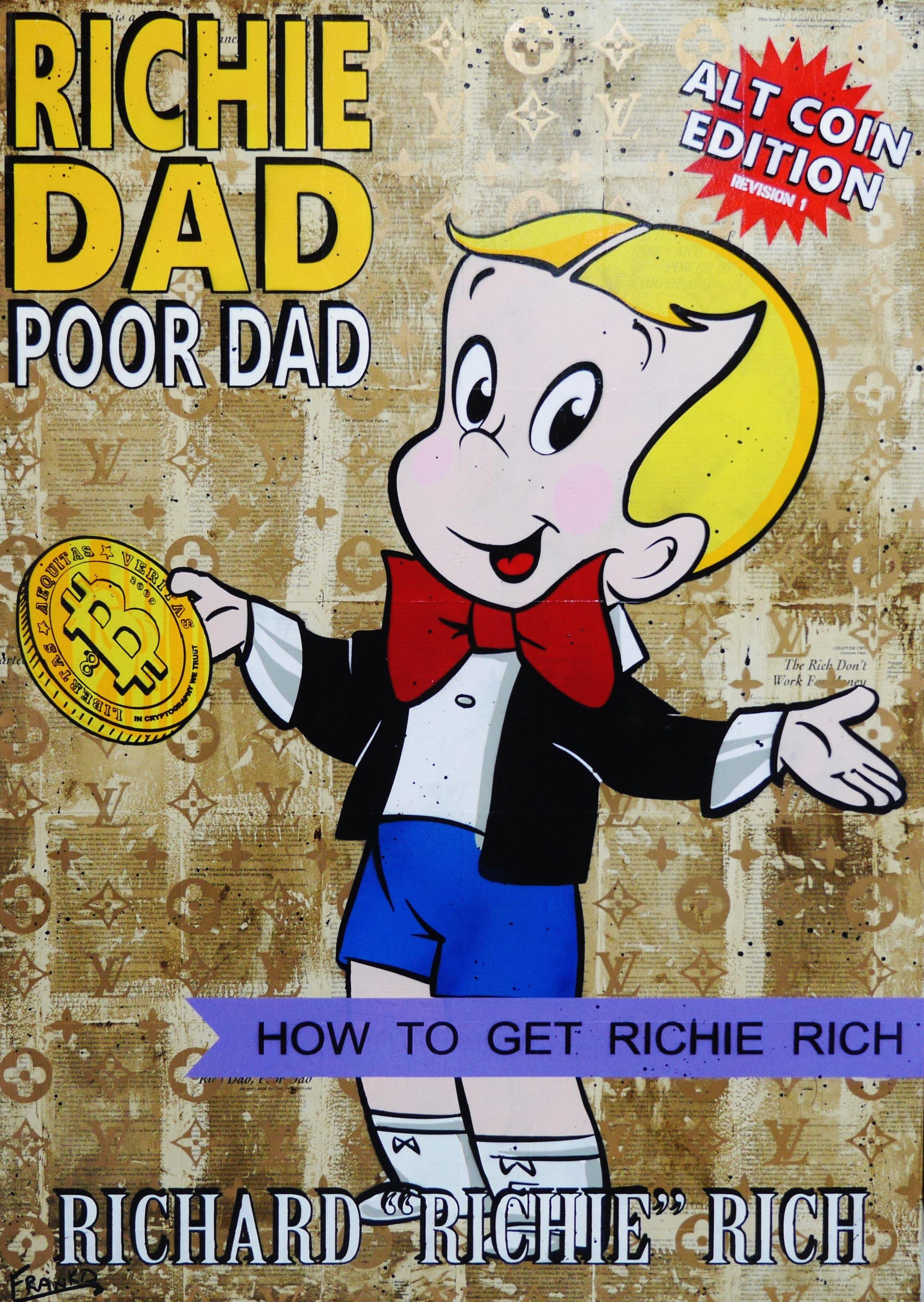 Rich Like Richie 140cm x 100cm Richie Rich Bitcoin (SOLD)-bitcoin themed-[Franko_Artist]-[Australian_artist]-[Gold_Coast]-[Brisbane]-[modern]-[contemporary]-[original]-[Large_artwork]-Franklin Art Studio