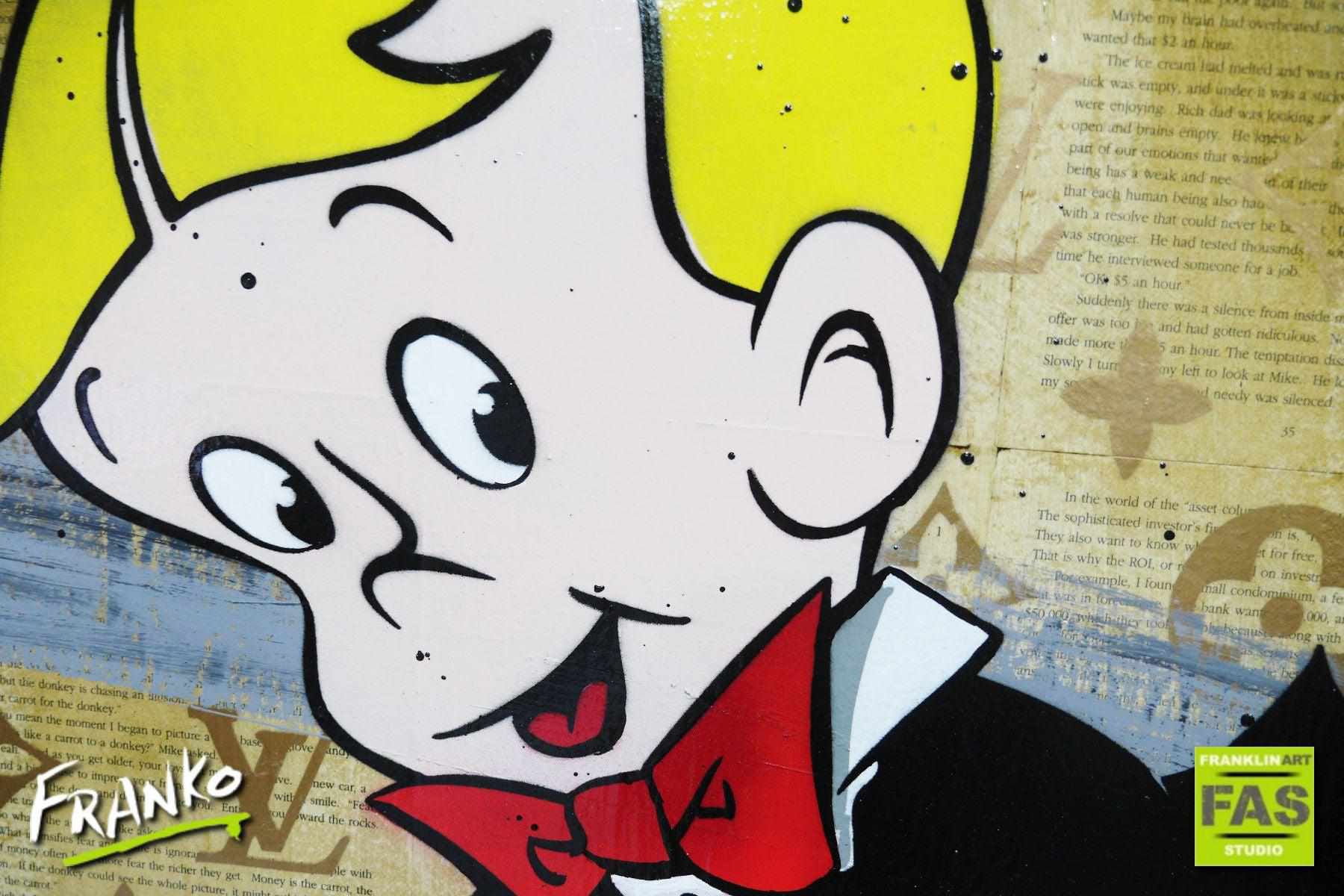 Riding Right Along 100cm x 100cm Richie Rich Bitcoin (SOLD)