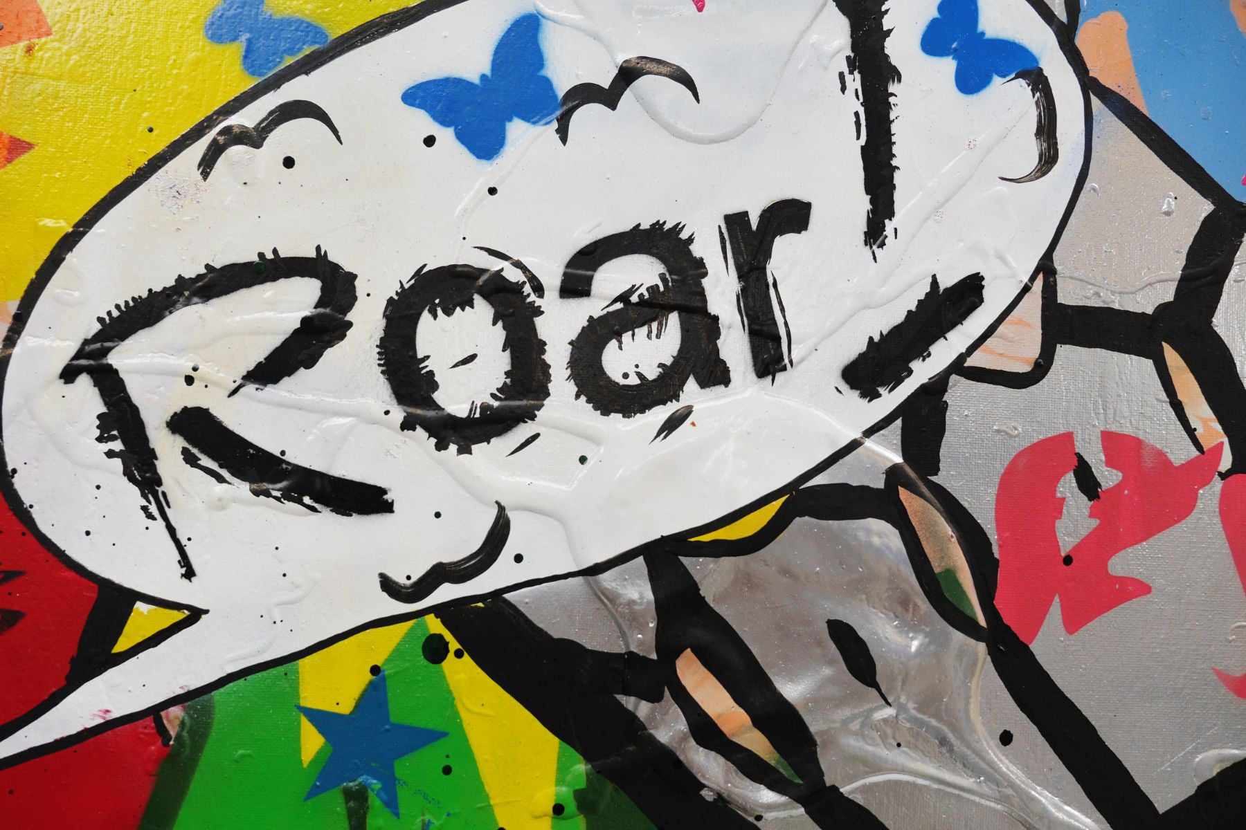 Roar 140cm x 100cm Graffiti Textured Urban Pop Art Painting-urban pop-[Franko]-[Australian]-[Popular]-[Best Selling]-Franklin Art Studio