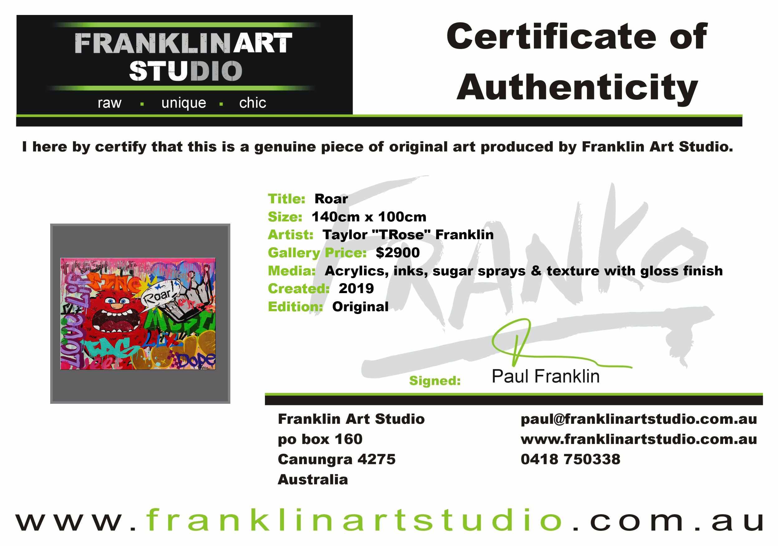 update alt-text with template Roar 140cm x 100cm Graffiti Textured Urban Pop Art Painting-urban pop-[Franko_Artist]-[The_Block]-[Dream_Homes]-[ideas]- [Grand_Designs]-Franklin Art Studio