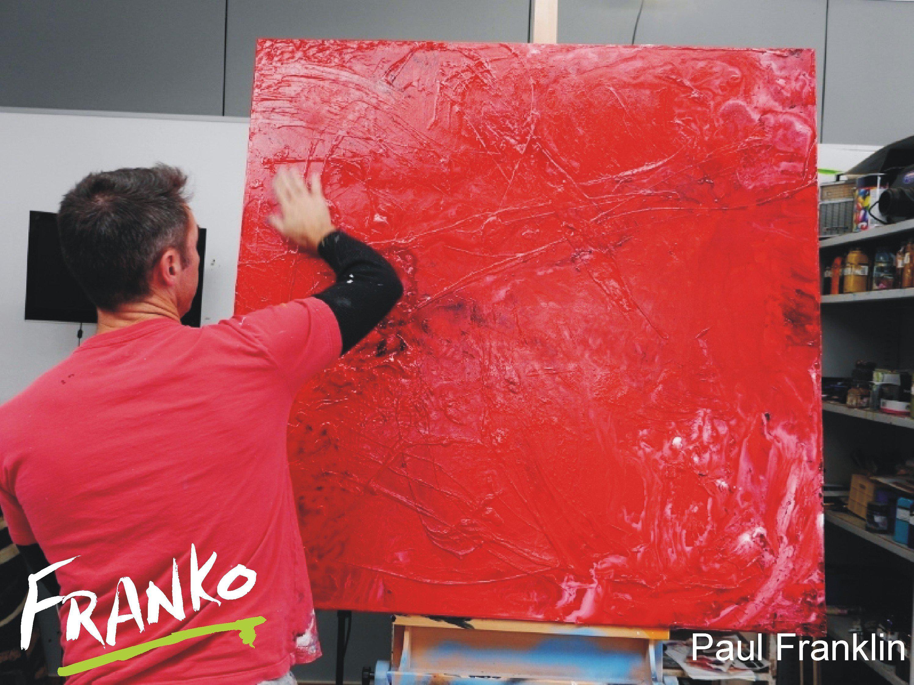 Rock Lobster 120cm x 120cm Red Abstract Painting (SOLD)-abstract-[Franko_Artist]-[The_Block]-[Dream_Homes]-[ideas]- [Grand_Designs]-Franklin Art Studio