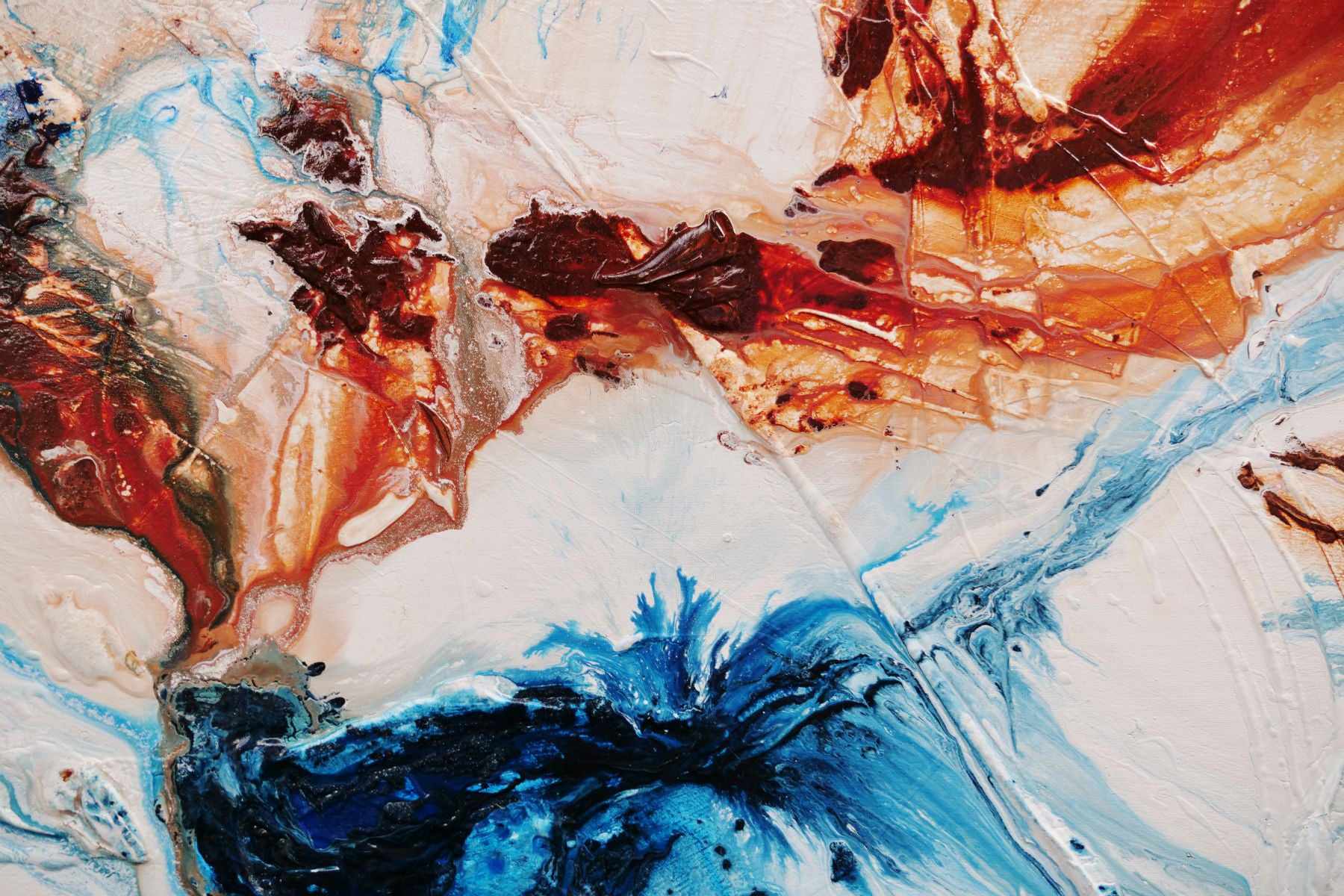 Rock and Ice 200cm x 80cm Blue Oxide White Textured Abstract Painting (SOLD)