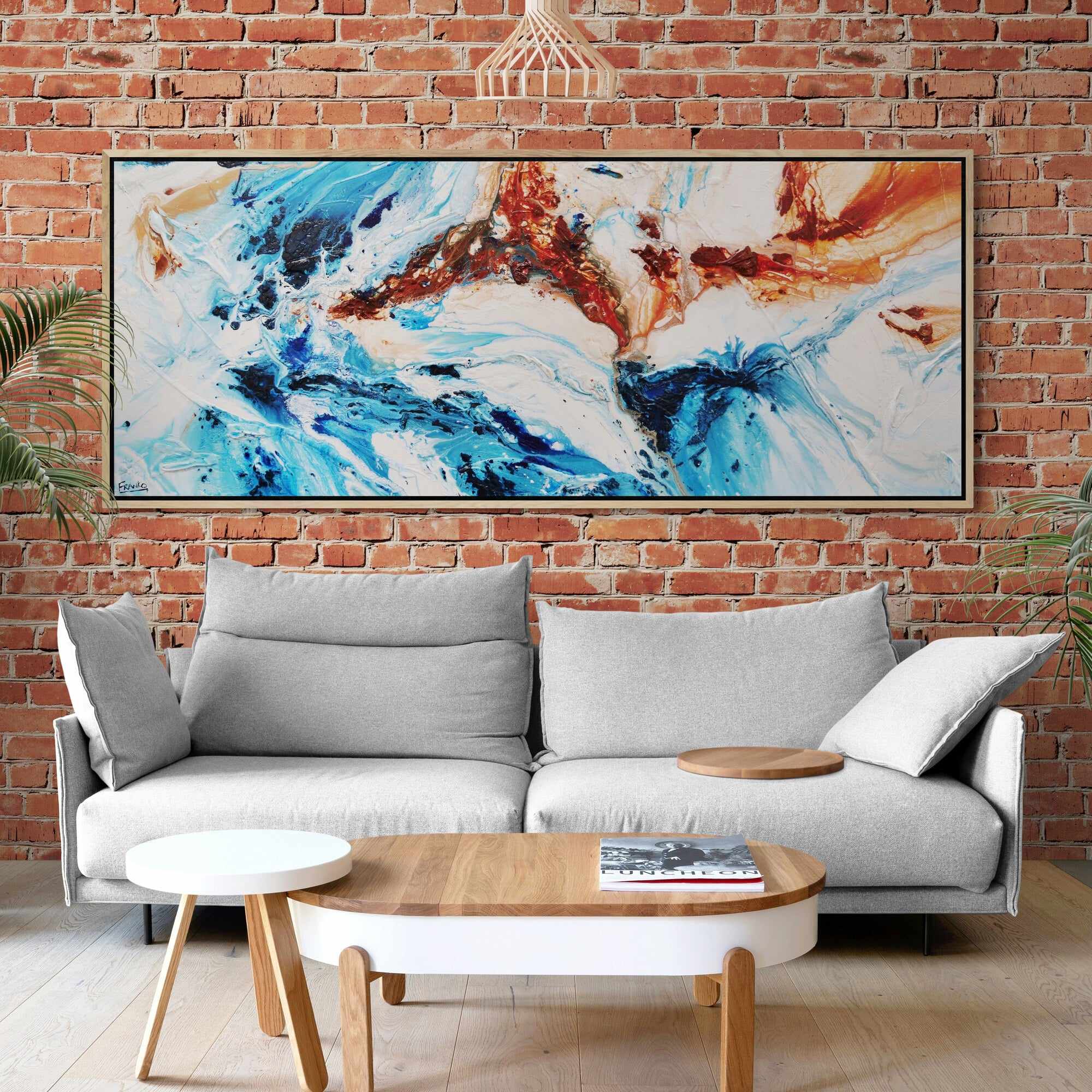 Rock and Ice 200cm x 80cm Blue Oxide White Textured Abstract Painting (SOLD)-Abstract-[Franko_Artist]-[Australian_artist]-[Gold_Coast]-[Brisbane]-[modern]-[contemporary]-[original]-[Large_artwork]-[The_Block]-[Dream_Homes]-[ideas]-[Grand_Designs]-[Art_Lover]-Franklin Art Studio