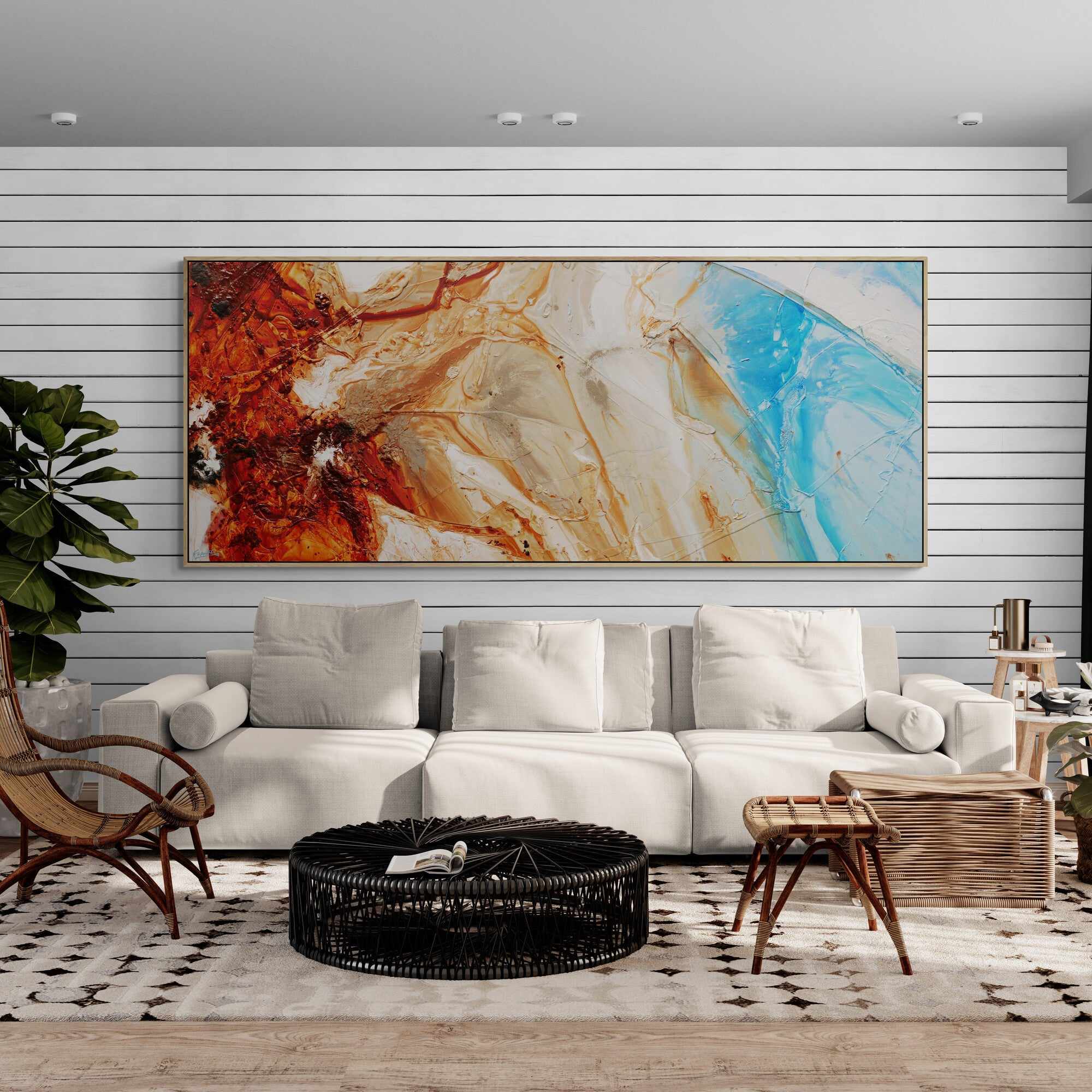 Rock to Ocean 240cm x 100cm Malt Blue Oxide Textured Abstract Painting (SOLD)-Abstract-[Franko_Artist]-[Australian_artist]-[Gold_Coast]-[Brisbane]-[modern]-[contemporary]-[original]-[Large_artwork]-[The_Block]-[Dream_Homes]-[ideas]-[Grand_Designs]-[Art_Lover]-Franklin Art Studio