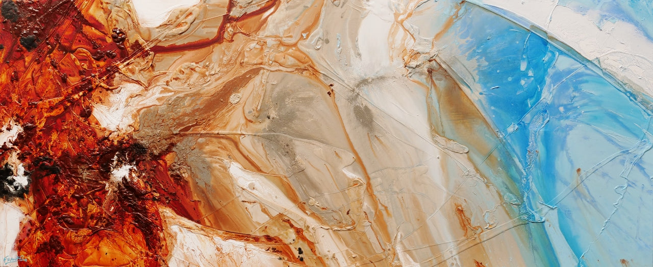 Rock to Ocean 240cm x 100cm Malt Blue Oxide Textured Abstract Painting (SOLD)-Abstract-[Franko_Artist]-[Australian_artist]-[Gold_Coast]-[Brisbane]-[modern]-[contemporary]-[original]-[Large_artwork]-Franklin Art Studio