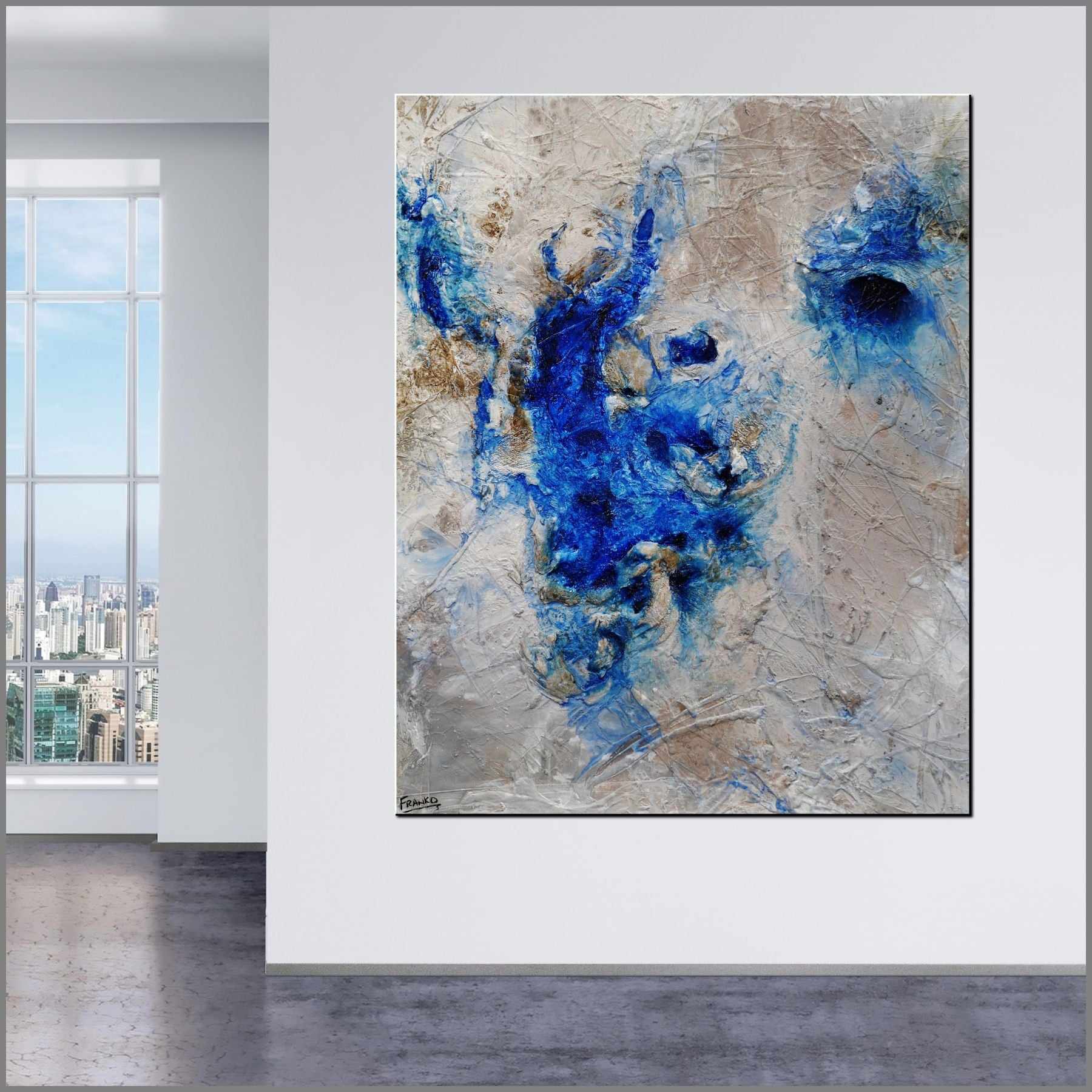 Rockin The Pools 120cm x 150cm White Blue Textured Abstract Painting (SOLD)-Abstract-[Franko_Artist]-[Australian_artist]-[Gold_Coast]-[Brisbane]-[modern]-[contemporary]-[original]-[Large_artwork]-[The_Block]-[Dream_Homes]-[ideas]-[Grand_Designs]-[Art_Lover]-Franklin Art Studio