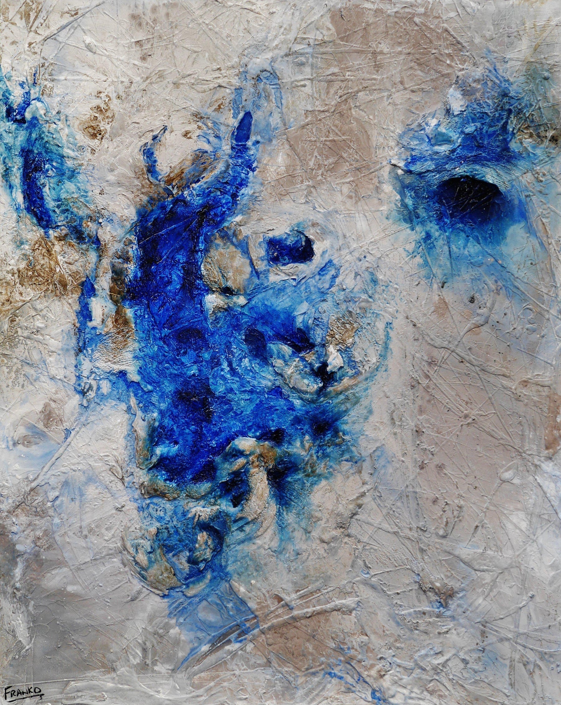 Rockin The Pools 120cm x 150cm White Blue Textured Abstract Painting (SOLD)-Abstract-[Franko_Artist]-[Australian_artist]-[Gold_Coast]-[Brisbane]-[modern]-[contemporary]-[original]-[Large_artwork]-Franklin Art Studio
