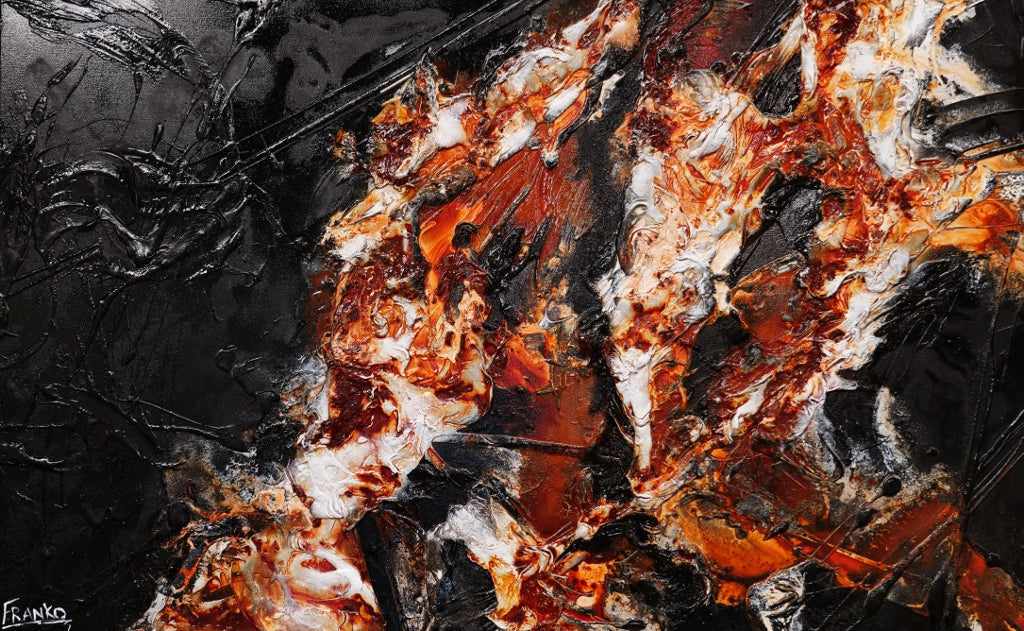 Rocky Road 160cm x 100cm Brown Black Textured Abstract Painting (SOLD)-Abstract-[Franko_Artist]-[Australian_artist]-[Gold_Coast]-[Brisbane]-[modern]-[contemporary]-[original]-[Large_artwork]-Franklin Art Studio