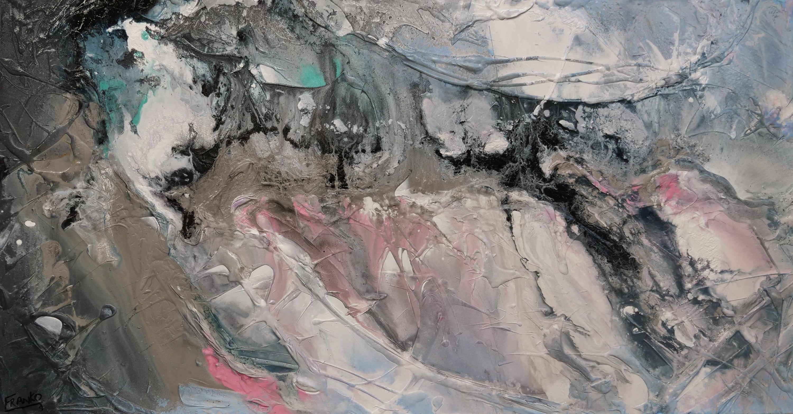 Romantic Interlude 190cm x 100cm Grey Textured Abstract Painting (SOLD)-Abstract-[Franko_Artist]-[Australian_artist]-[Gold_Coast]-[Brisbane]-[modern]-[contemporary]-[original]-[Large_artwork]-Franklin Art Studio