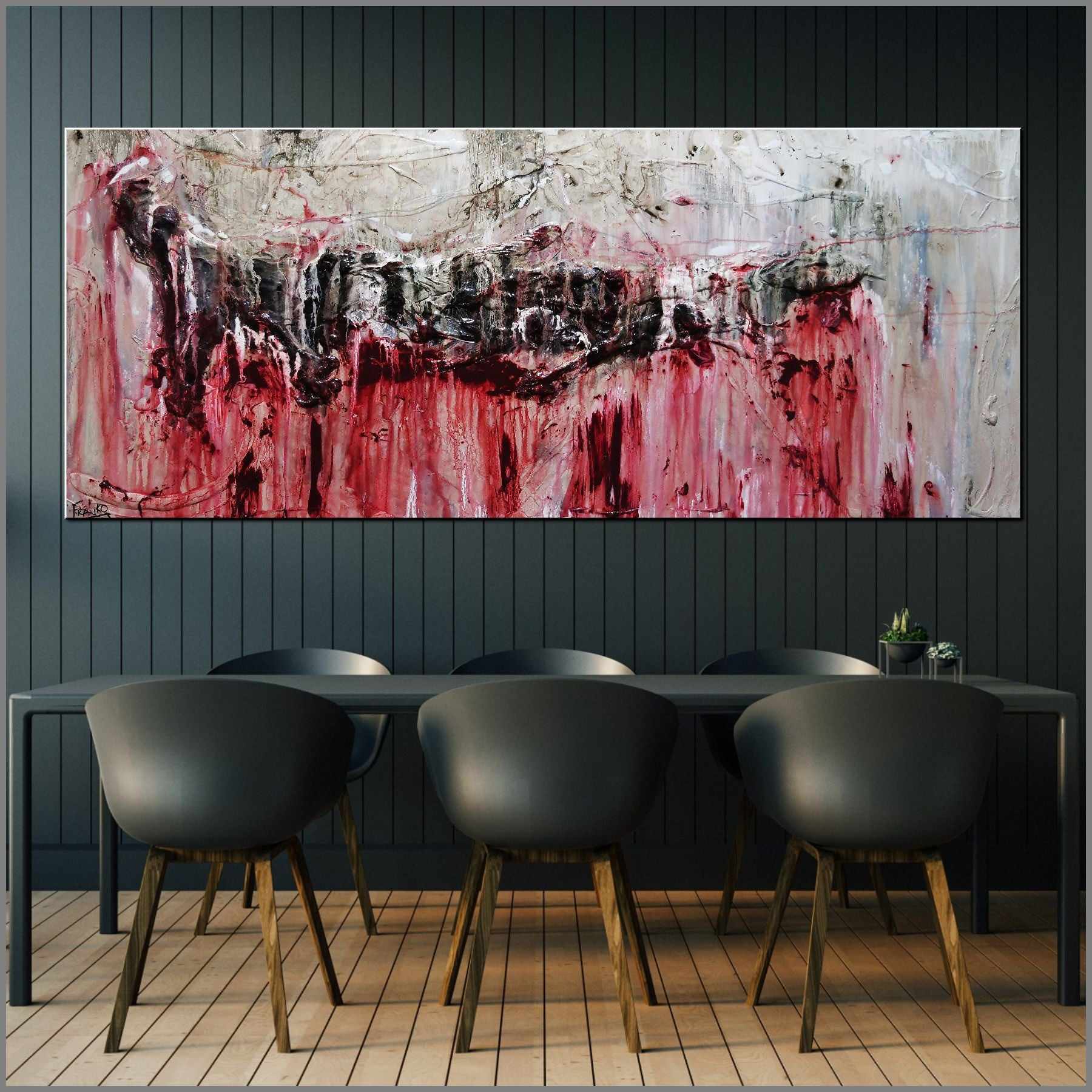 Rose 200cm x 80cm Grey Red Textured Abstract Painting-Abstract-[Franko_Artist]-[Australian_artist]-[Gold_Coast]-[Brisbane]-[modern]-[contemporary]-[original]-[Large_artwork]-[The_Block]-[Dream_Homes]-[ideas]-[Grand_Designs]-[Art_Lover]-Franklin Art Studio