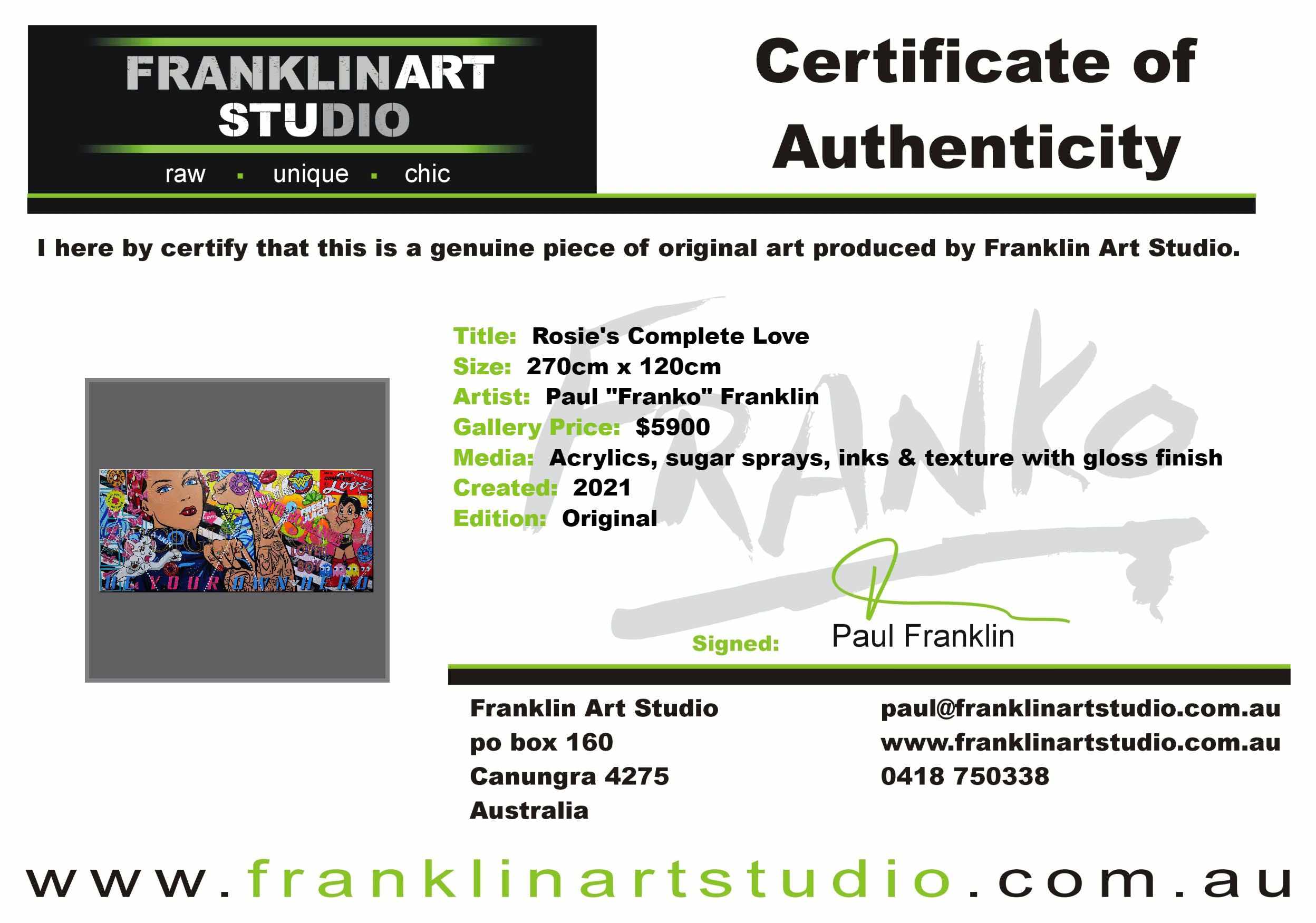 Rosie's Complete Love 270cm x 120cm Rosie The Riveter Textured Urban Pop Art Painting (SOLD)-Urban Pop Art-[Franko_Artist]-[The_Block]-[Dream_Homes]-[ideas]-[Grand_Designs]-[Art_Lover]-Franklin Art Studio