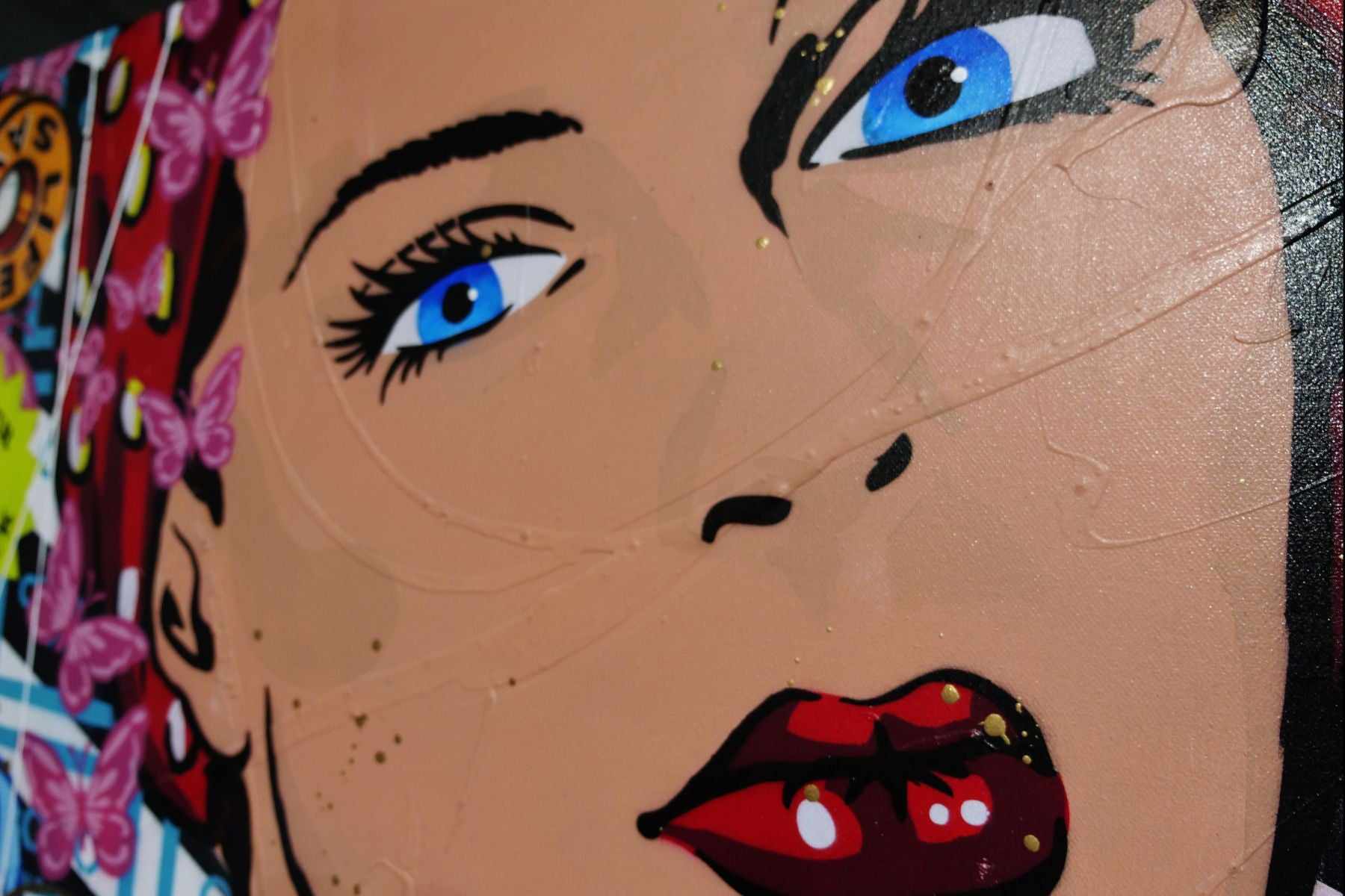 Rosie's Complete Love 270cm x 120cm Rosie The Riveter Textured Urban Pop Art Painting (SOLD)-Urban Pop Art-[Franko]-[Artist]-[Australia]-[Painting]-Franklin Art Studio