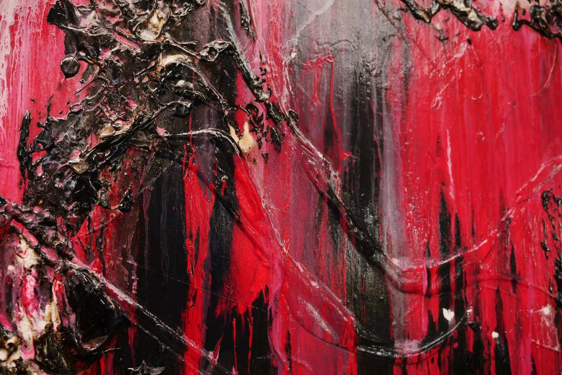 Rubine Class 160cm x 100cm Red Black Pink Textured Abstract Painting (SOLD)