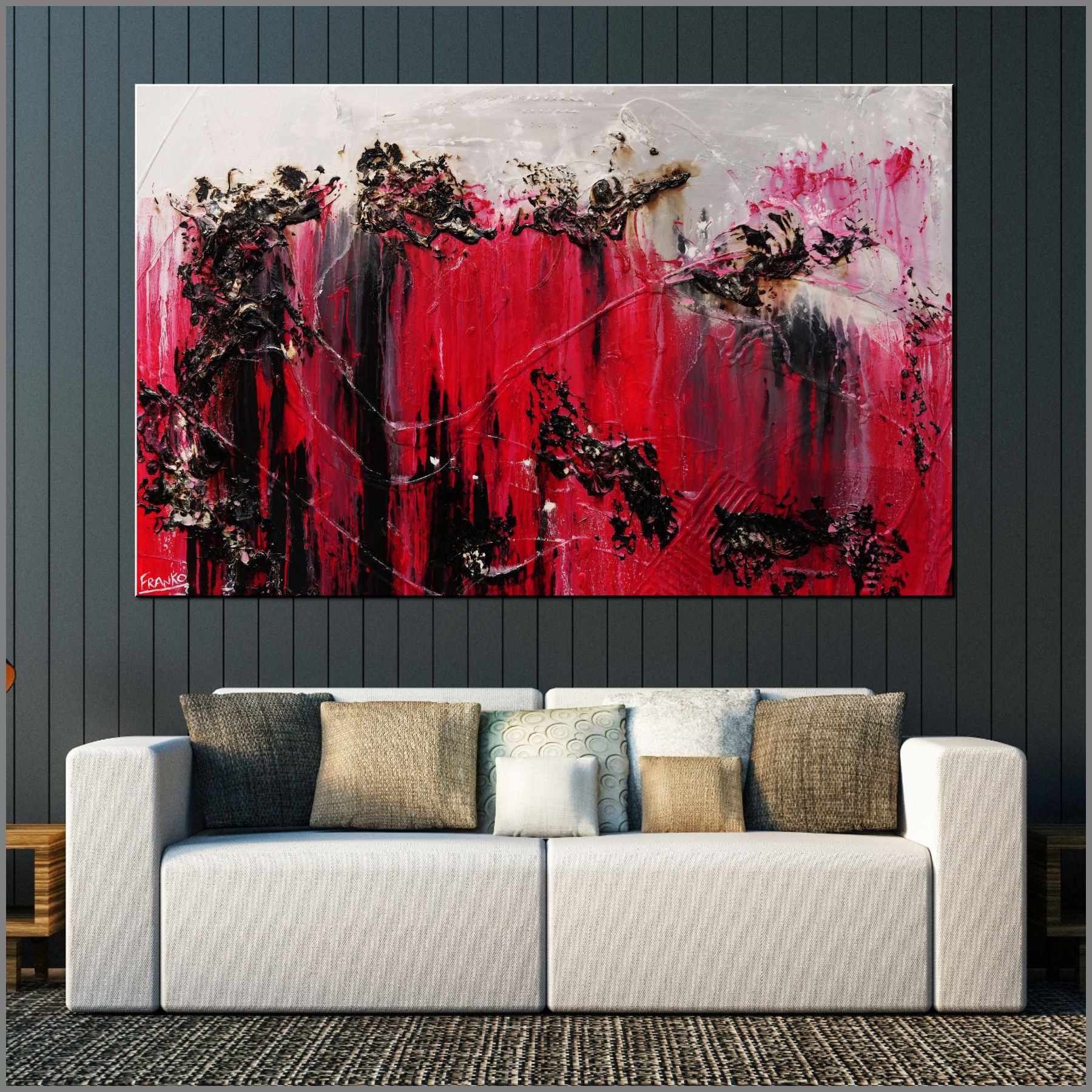 Rubine Class 160cm x 100cm Red Black Pink Textured Abstract Painting (SOLD)-Abstract-[Franko_Artist]-[Australian_artist]-[Gold_Coast]-[Brisbane]-[modern]-[contemporary]-[original]-[Large_artwork]-[The_Block]-[Dream_Homes]-[ideas]-[Grand_Designs]-[Art_Lover]-Franklin Art Studio