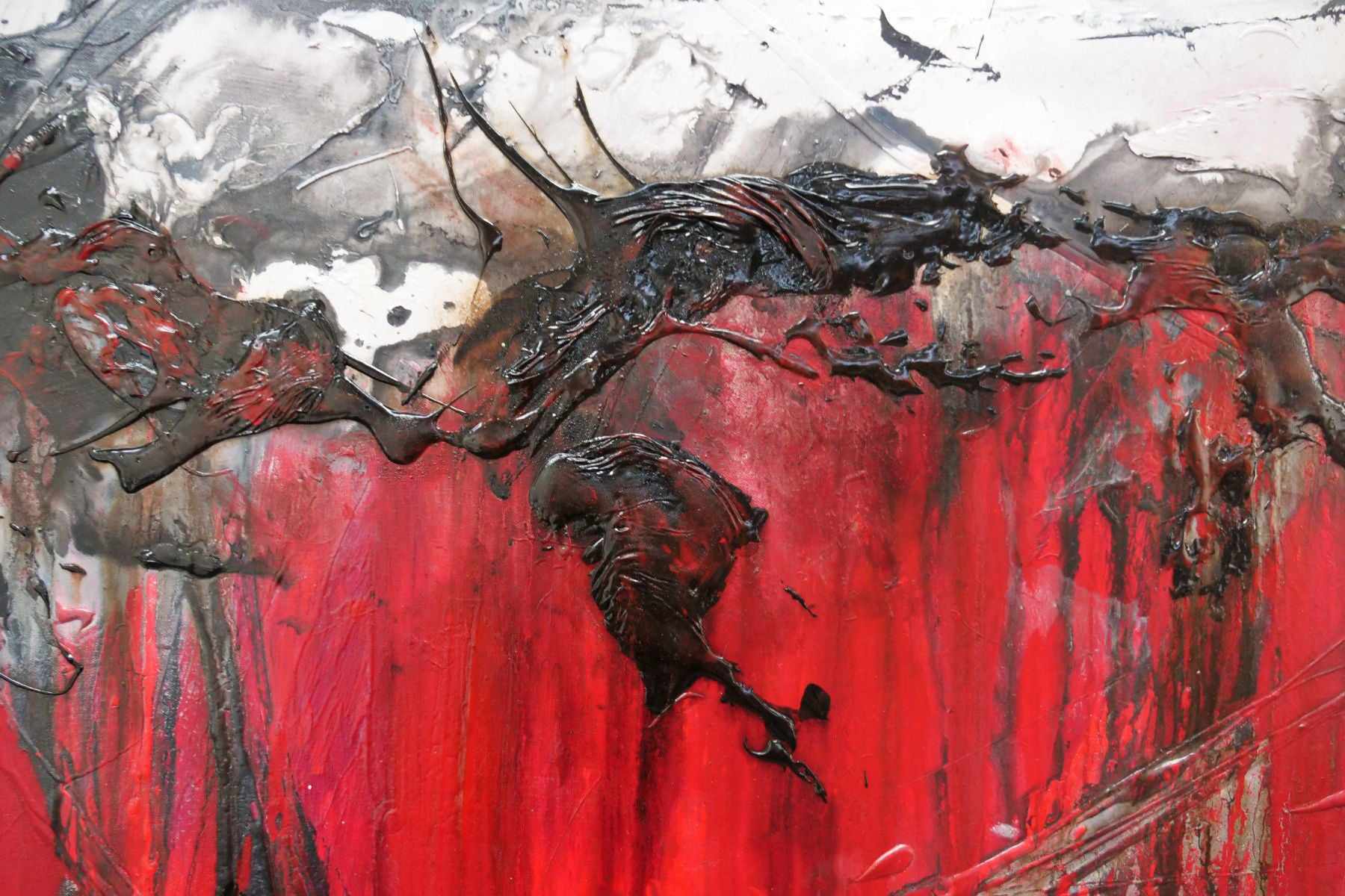 Rubine Steel 160cm x 100cm Red Black Textured Abstract Painting (SOLD)
