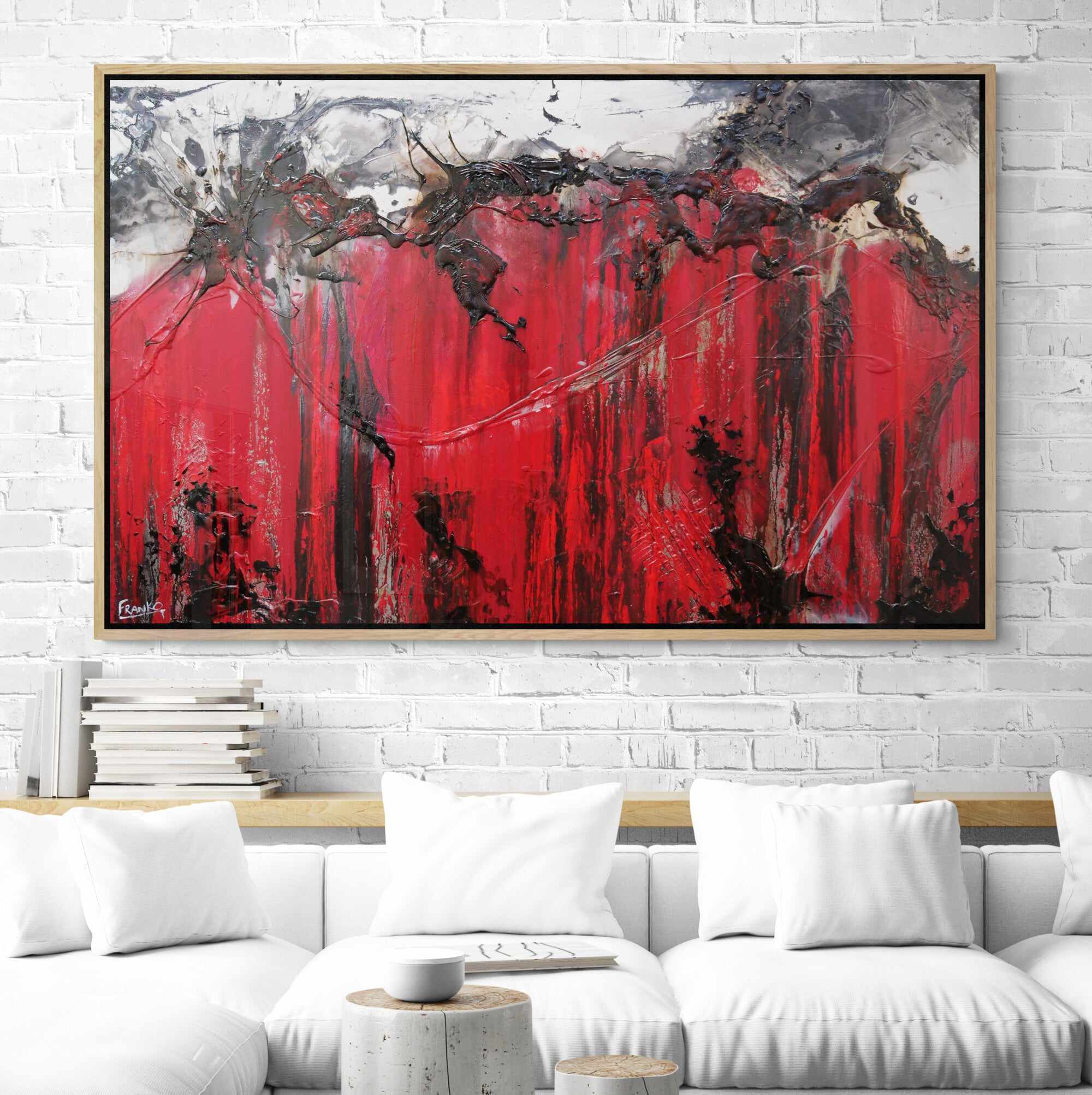 Rubine Steel 160cm x 100cm Red Black Textured Abstract Painting (SOLD)-Abstract-[Franko_Artist]-[Australian_artist]-[Gold_Coast]-[Brisbane]-[modern]-[contemporary]-[original]-[Large_artwork]-[The_Block]-[Dream_Homes]-[ideas]-[Grand_Designs]-[Art_Lover]-Franklin Art Studio
