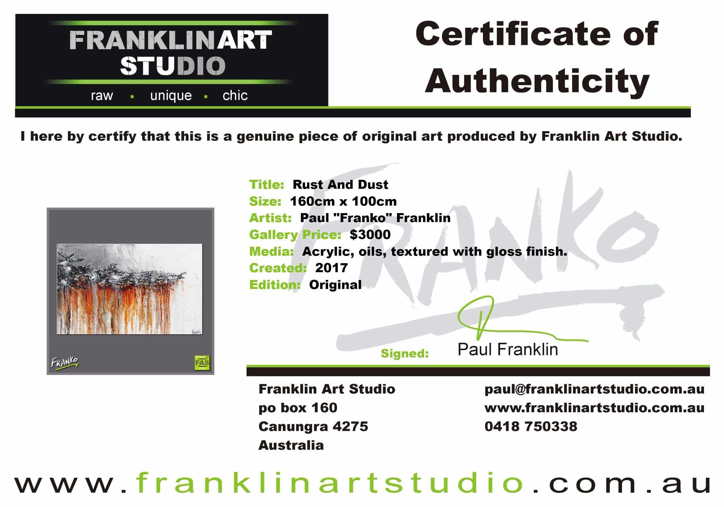 Rust And Dust 160cm x 100cm Rust and white Abstract Painting (SOLD)-abstract-[Franko_Artist]-[The_Block]-[Dream_Homes]-[ideas]-[Grand_Designs]-[Art_Lover]-Franklin Art Studio