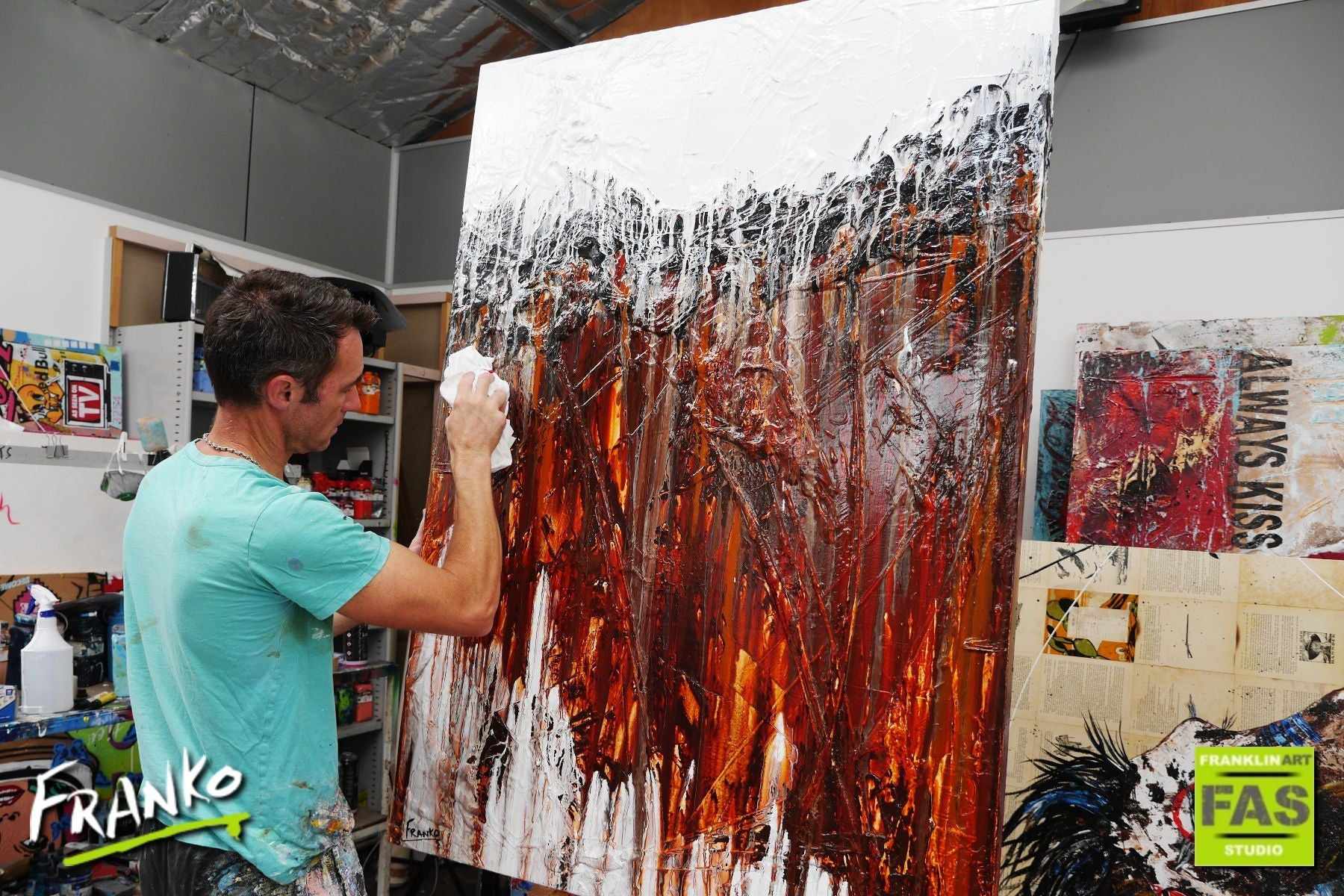 Rust & Lust 140cm x 100cm Brown White Abstract Painting (SOLD)-Abstract-[Franko_Artist]-[The_Block]-[Dream_Homes]-[ideas]- [Grand_Designs]-Franklin Art Studio