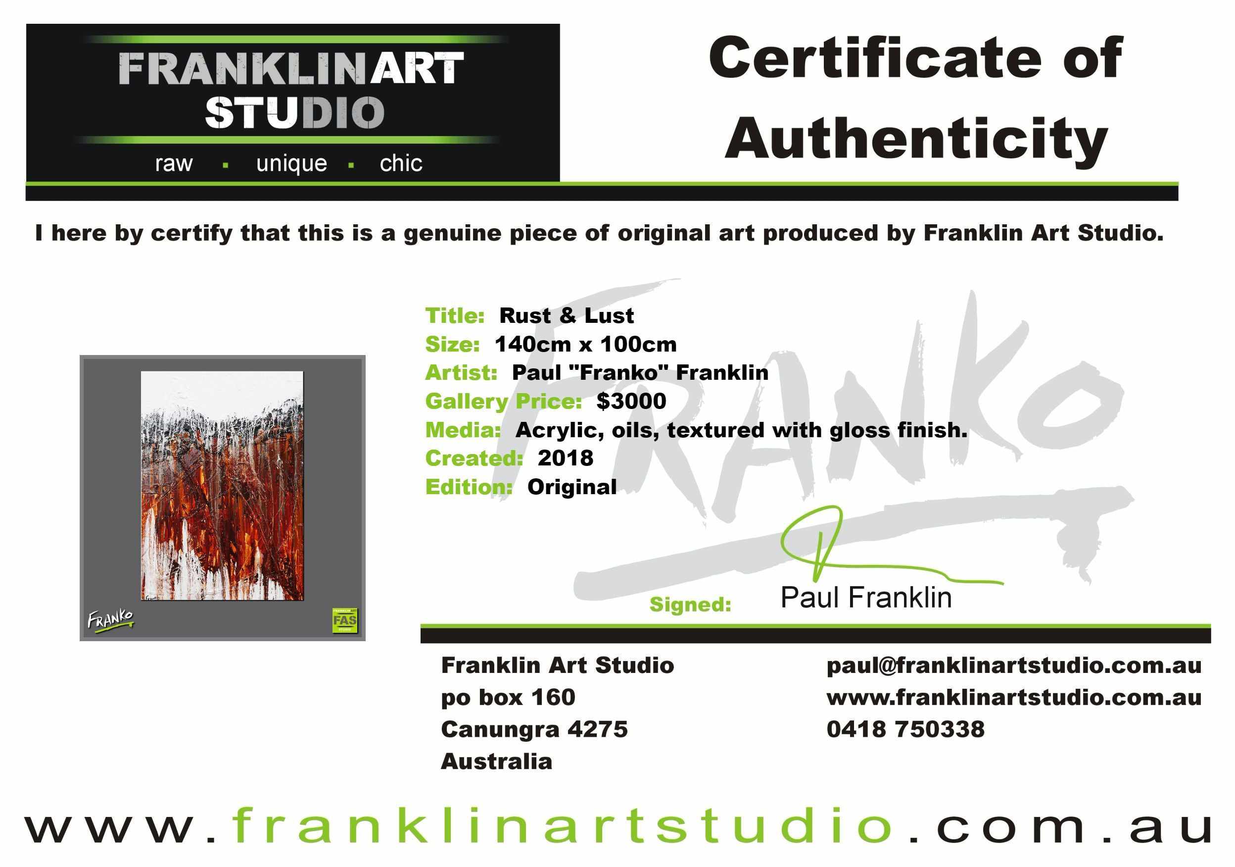 Rust & Lust 140cm x 100cm Brown White Abstract Painting (SOLD)-Abstract-[Franko_Artist]-[The_Block]-[Dream_Homes]-[ideas]-[Grand_Designs]-[Art_Lover]-Franklin Art Studio