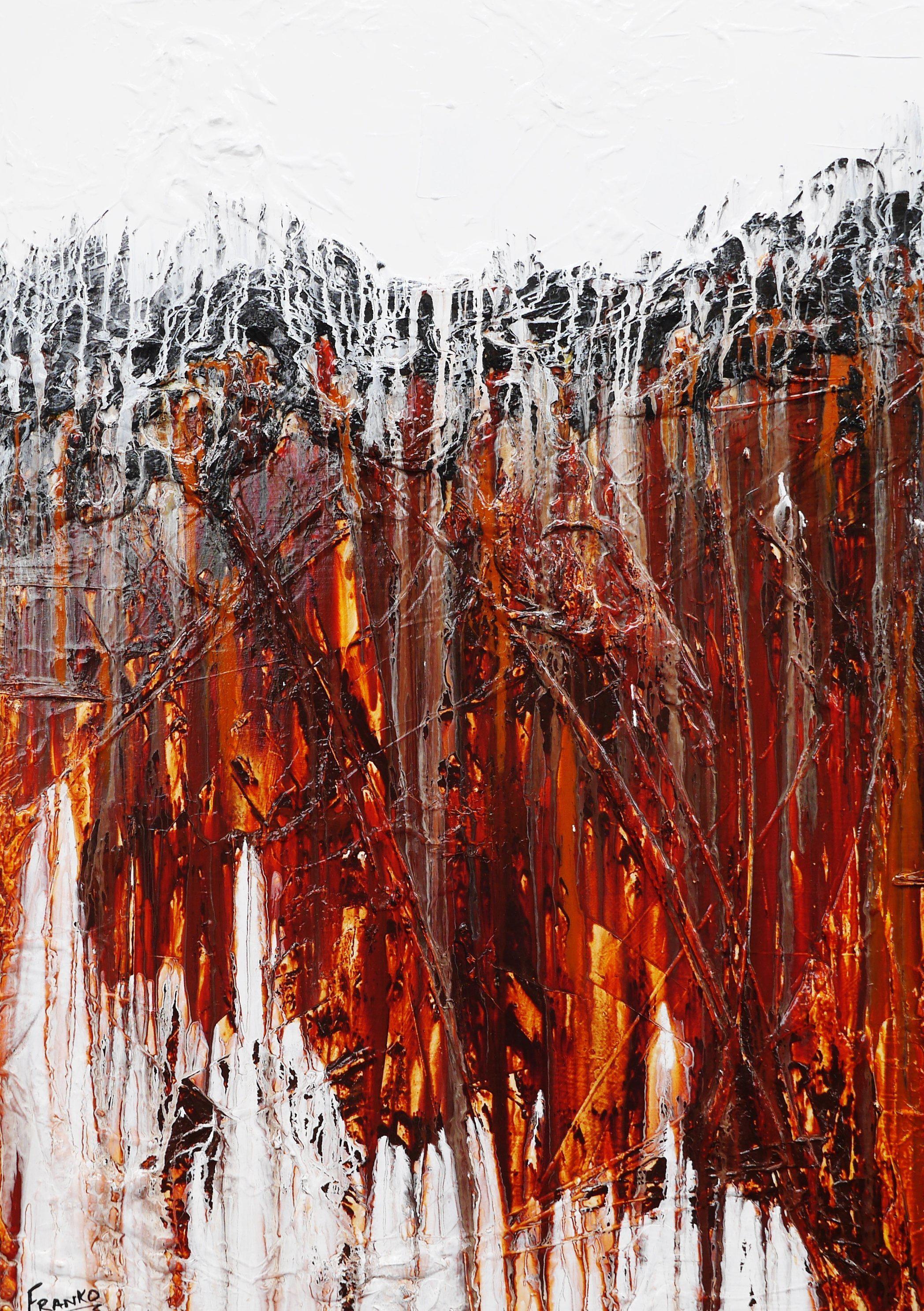 Rust & Lust 140cm x 100cm Brown White Abstract Painting (SOLD)-Abstract-[Franko_Artist]-[Australian_artist]-[Gold_Coast]-[Brisbane]-[modern]-[contemporary]-[original]-[Large_artwork]-Franklin Art Studio