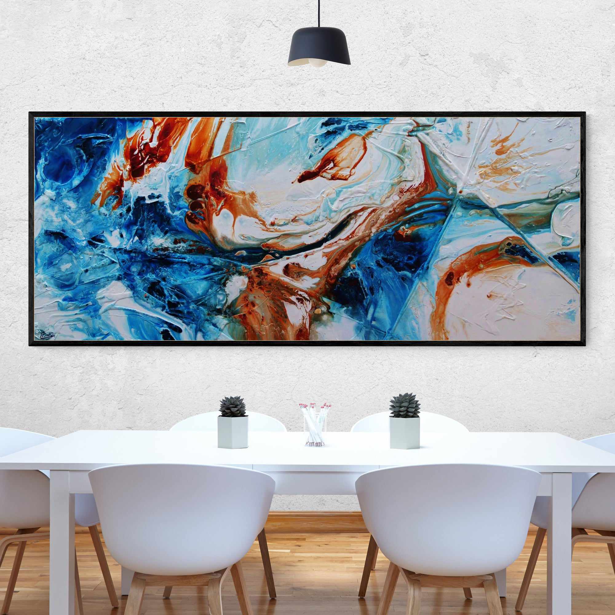 Rust and Azure 240cm x 100cm Blue Oxide Textured Abstract Painting (SOLD)-Abstract-[Franko_Artist]-[The_Block]-[Dream_Homes]-[ideas]-[Grand_Designs]-[Art_Lover]-Franklin Art Studio