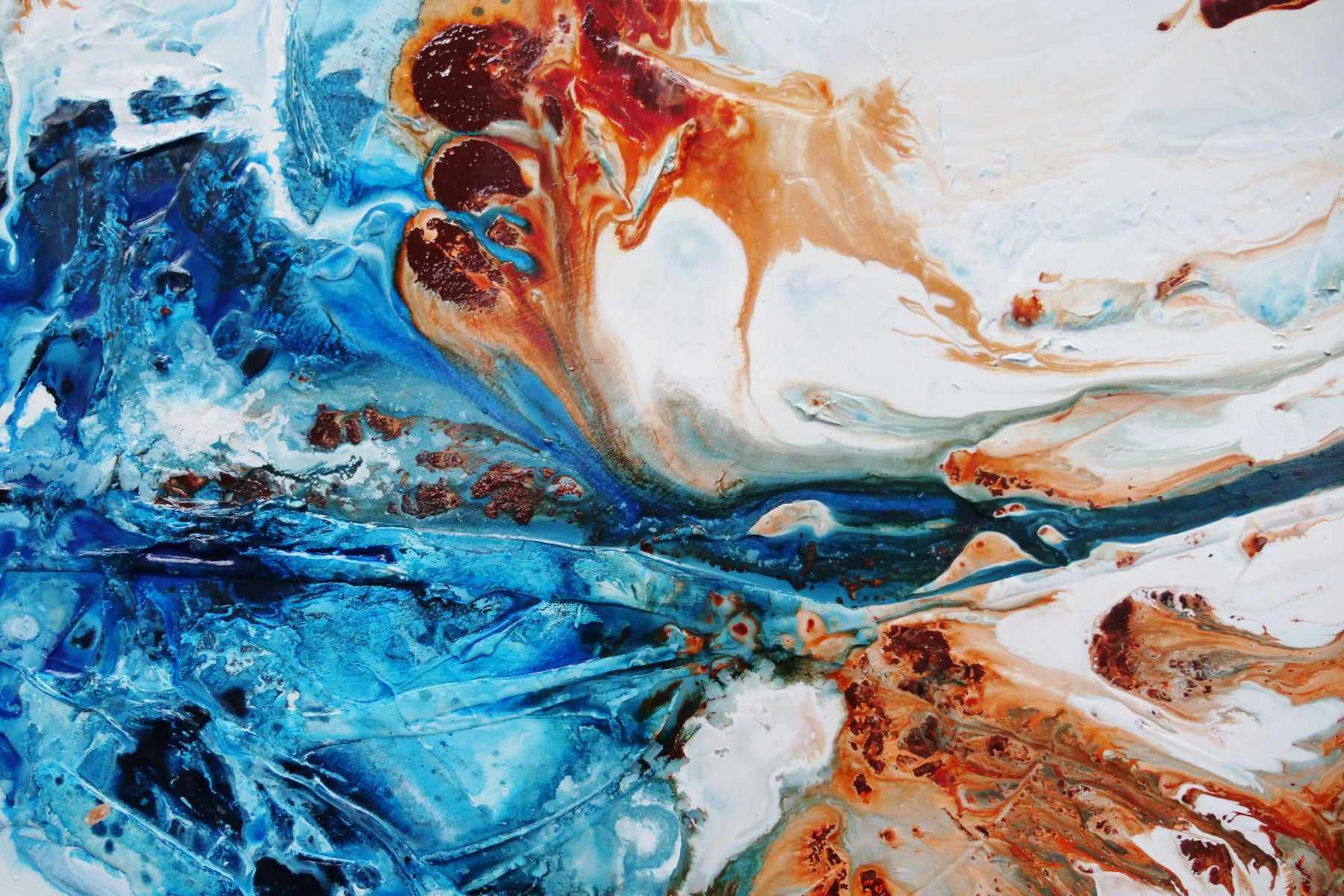 Rust and Azure 240cm x 100cm Blue Oxide Textured Abstract Painting (SOLD)