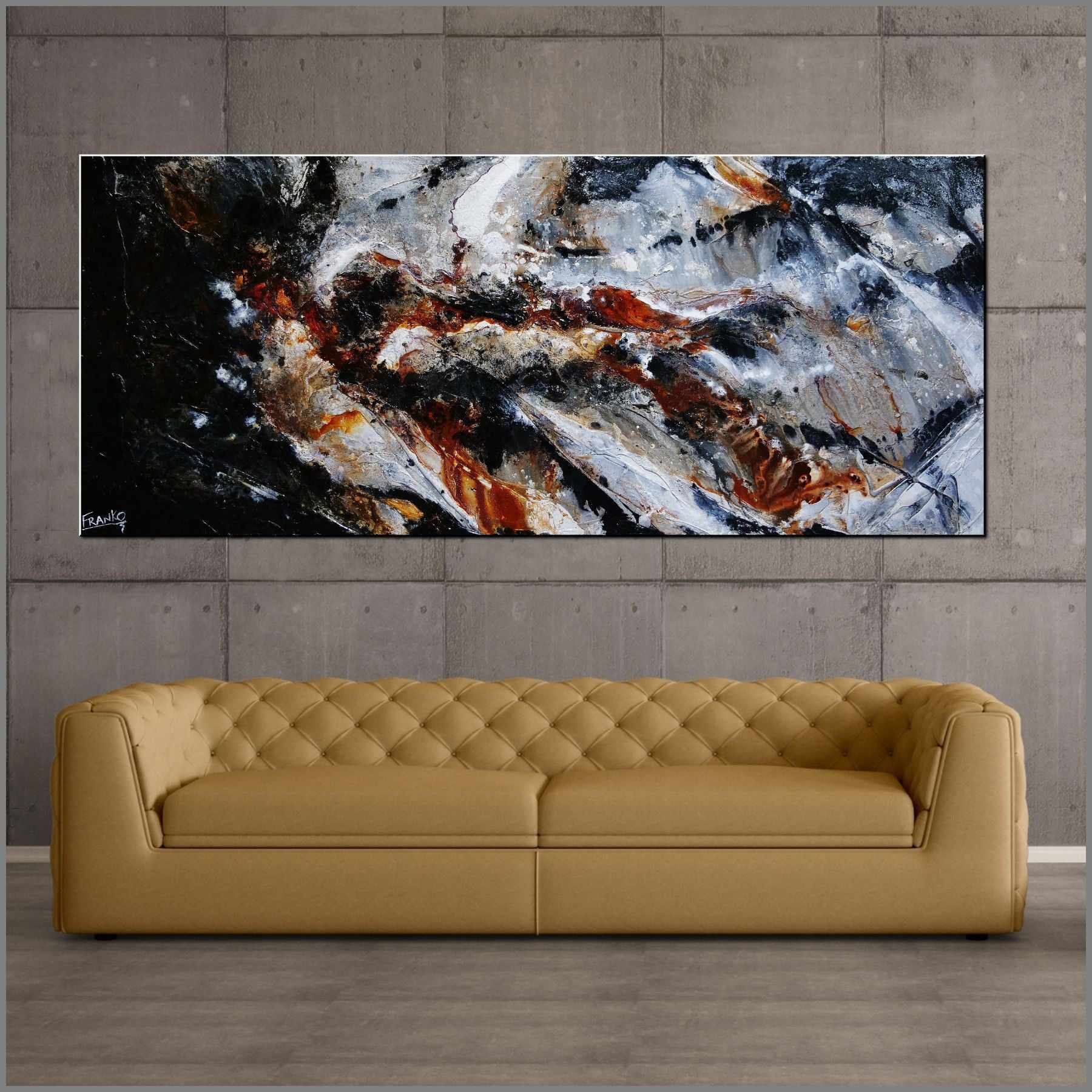 Rust and Pepper 240cm x 100cm Black Brown Textured Abstract Painting (SOLD)-Abstract-[Franko_Artist]-[Australian_artist]-[Gold_Coast]-[Brisbane]-[modern]-[contemporary]-[original]-[Large_artwork]-[The_Block]-[Dream_Homes]-[ideas]-[Grand_Designs]-[Art_Lover]-Franklin Art Studio