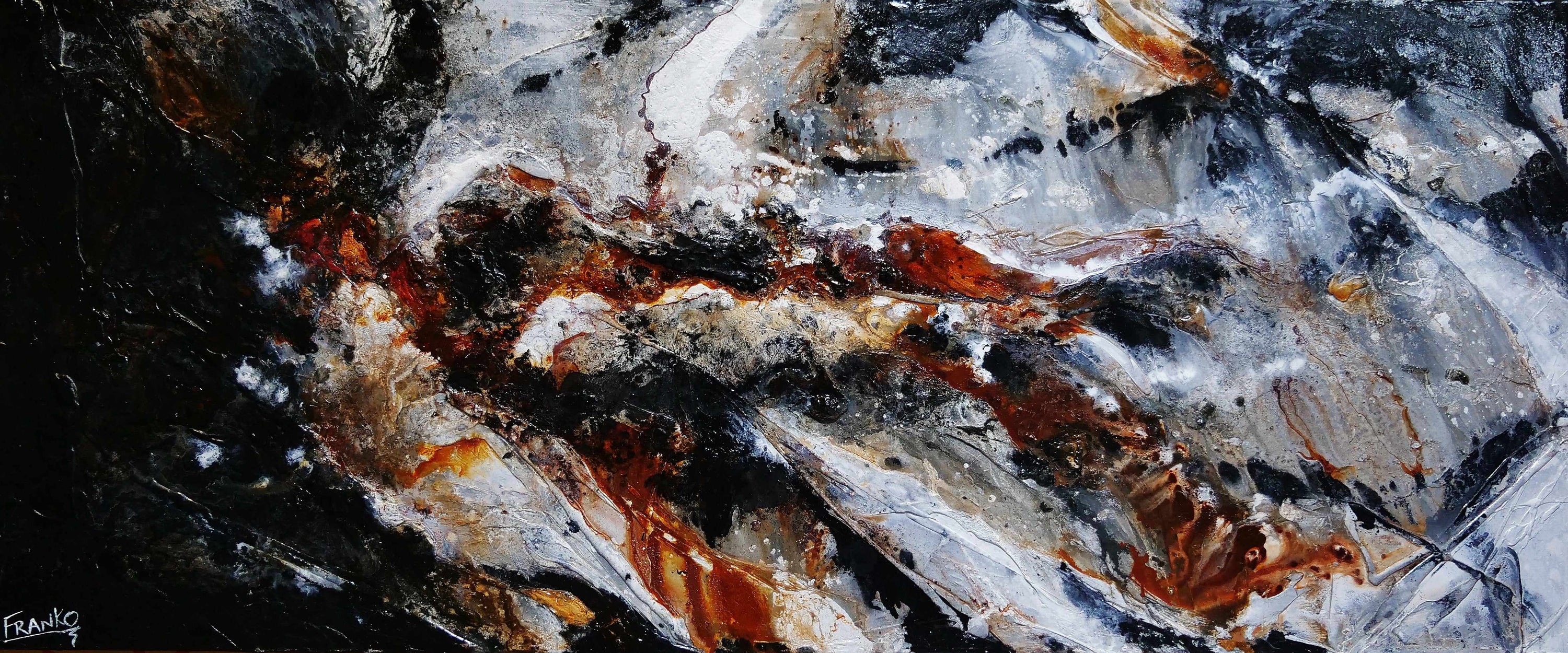 Rust and Pepper 240cm x 100cm Black Brown Textured Abstract Painting (SOLD)-Abstract-[Franko_Artist]-[Australian_artist]-[Gold_Coast]-[Brisbane]-[modern]-[contemporary]-[original]-[Large_artwork]-Franklin Art Studio