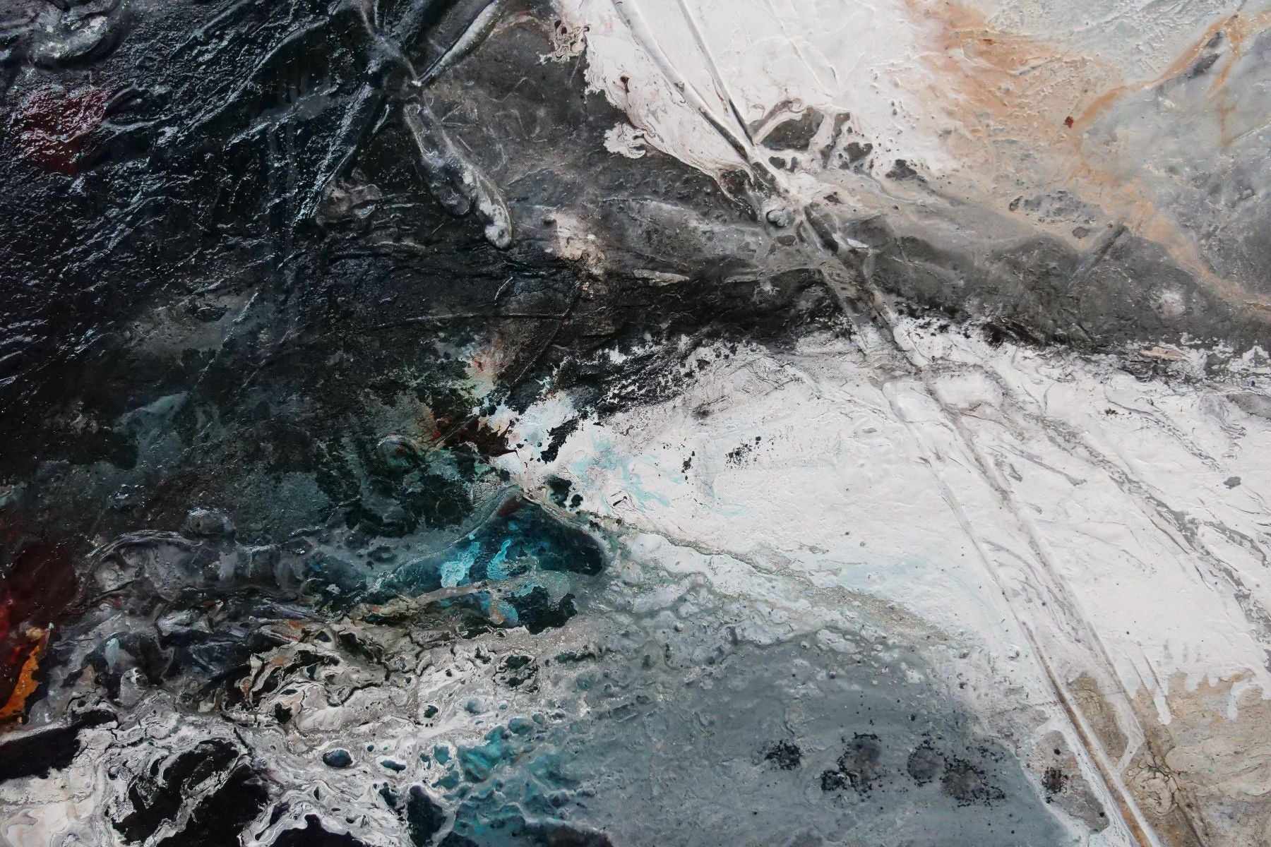 Rusted Aqua 140cm x 100cm Aqua Black Textured Abstract Painting (SOLD)