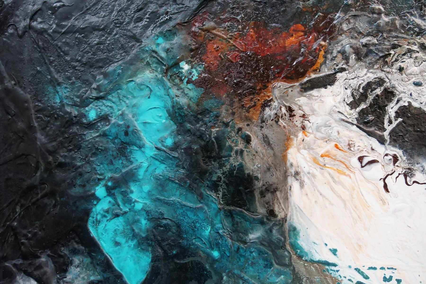 Rusted Aqua 140cm x 100cm Aqua Black Textured Abstract Painting (SOLD)