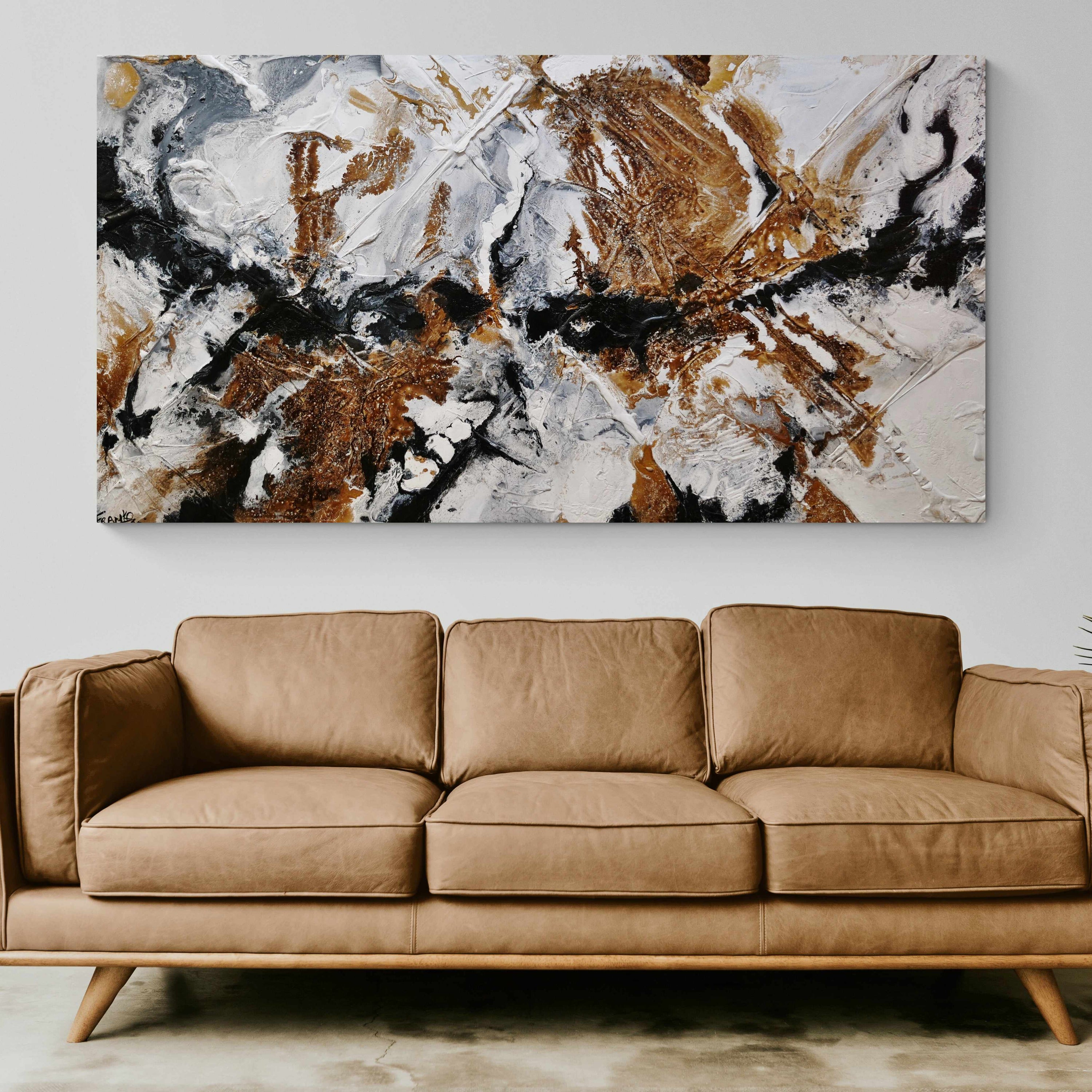 Rusted Black Ice 190cm x 100cm White Rust Black Textured Abstract Painting SOLD-Abstract-[Franko_Artist]-[The_Block]-[Dream_Homes]-[ideas]- [Grand_Designs]-Franklin Art Studio