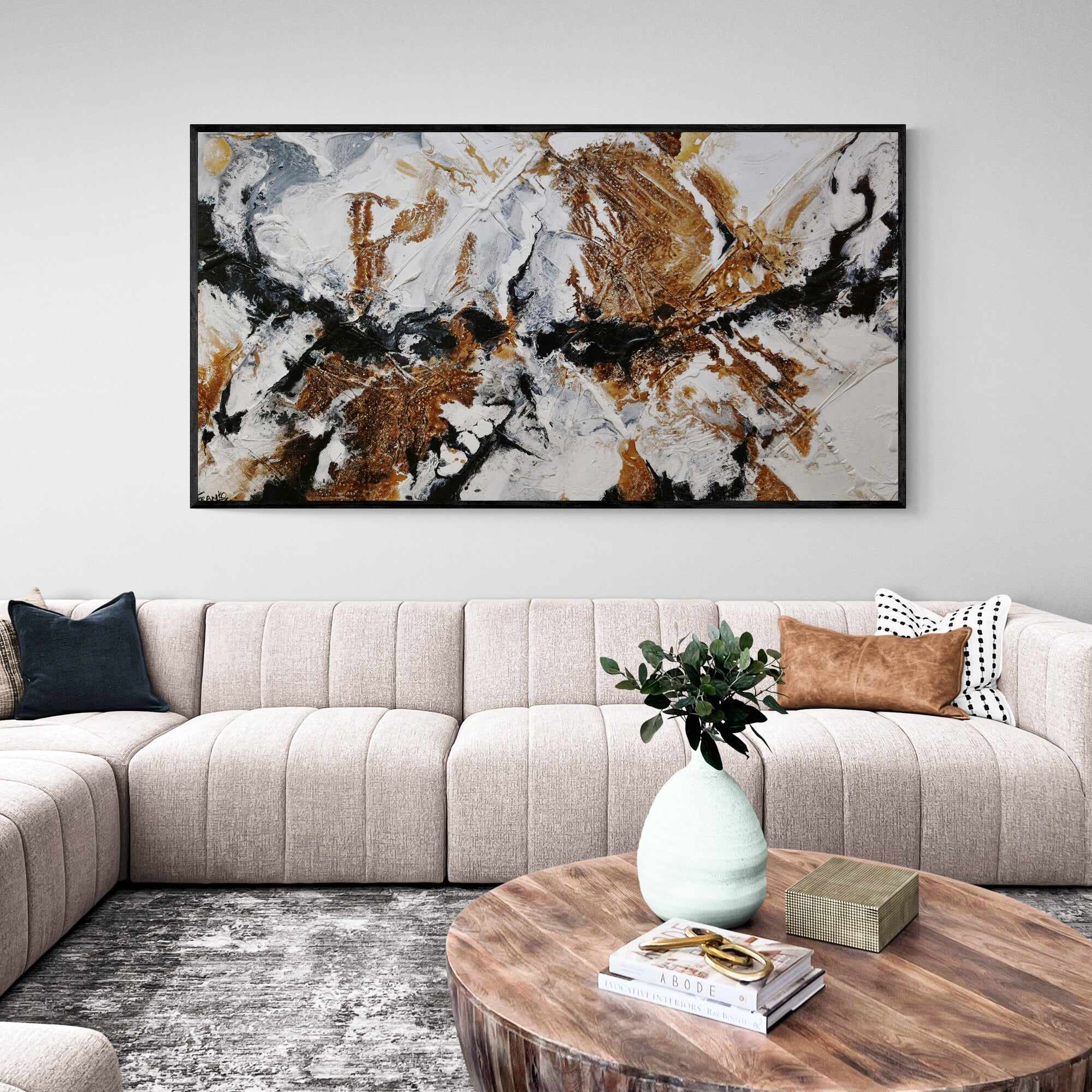 Rusted Black Ice 190cm x 100cm White Rust Black Textured Abstract Painting SOLD-Abstract-[Franko_Artist]-[The_Block]-[Dream_Homes]-[ideas]-[Grand_Designs]-[Art_Lover]-Franklin Art Studio