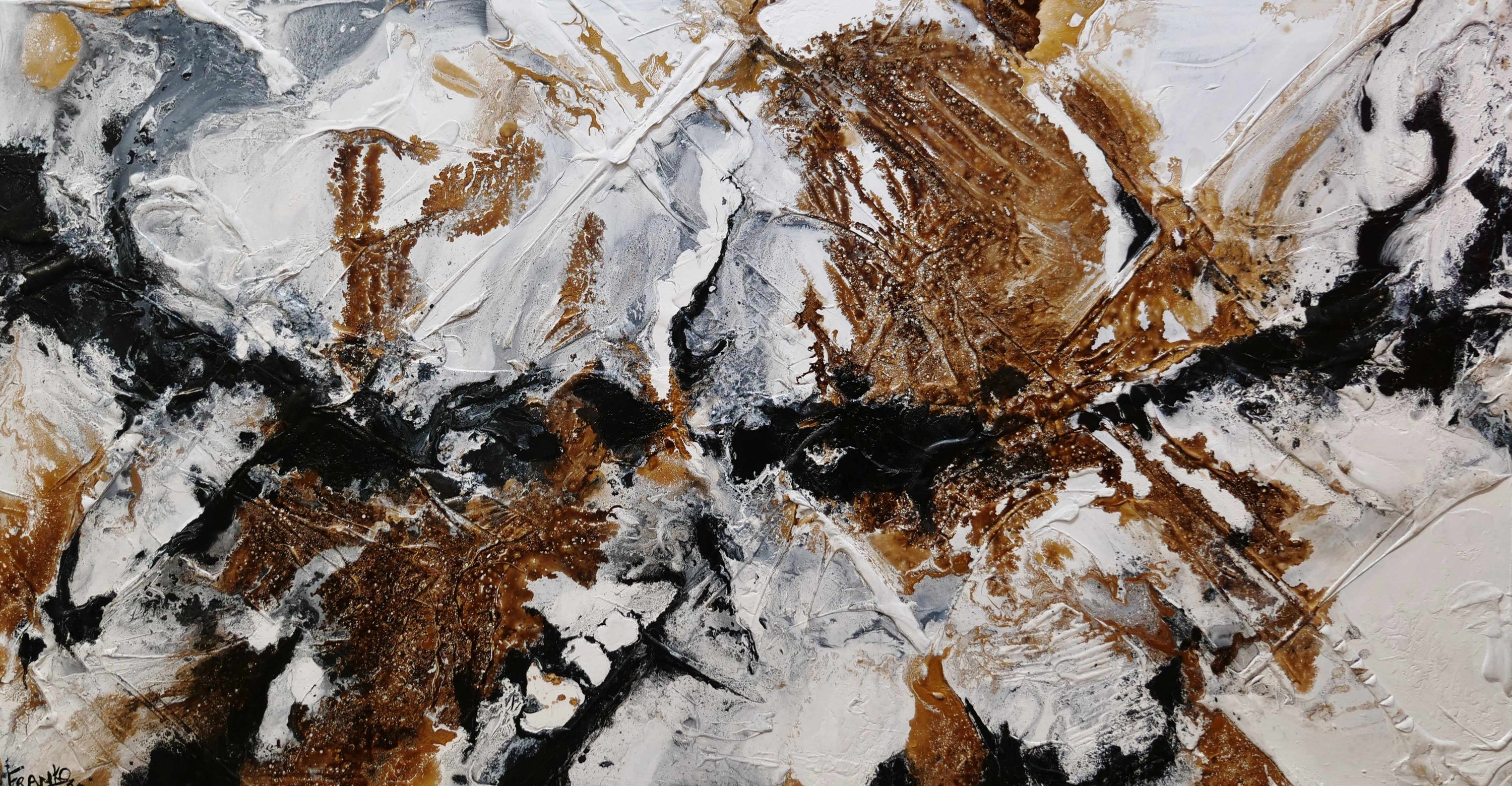Rusted Black Ice 190cm x 100cm White Rust Black Textured Abstract Painting SOLD-Abstract-[Franko_Artist]-[Australian_artist]-[Gold_Coast]-[Brisbane]-[modern]-[contemporary]-[original]-[Large_artwork]-Franklin Art Studio