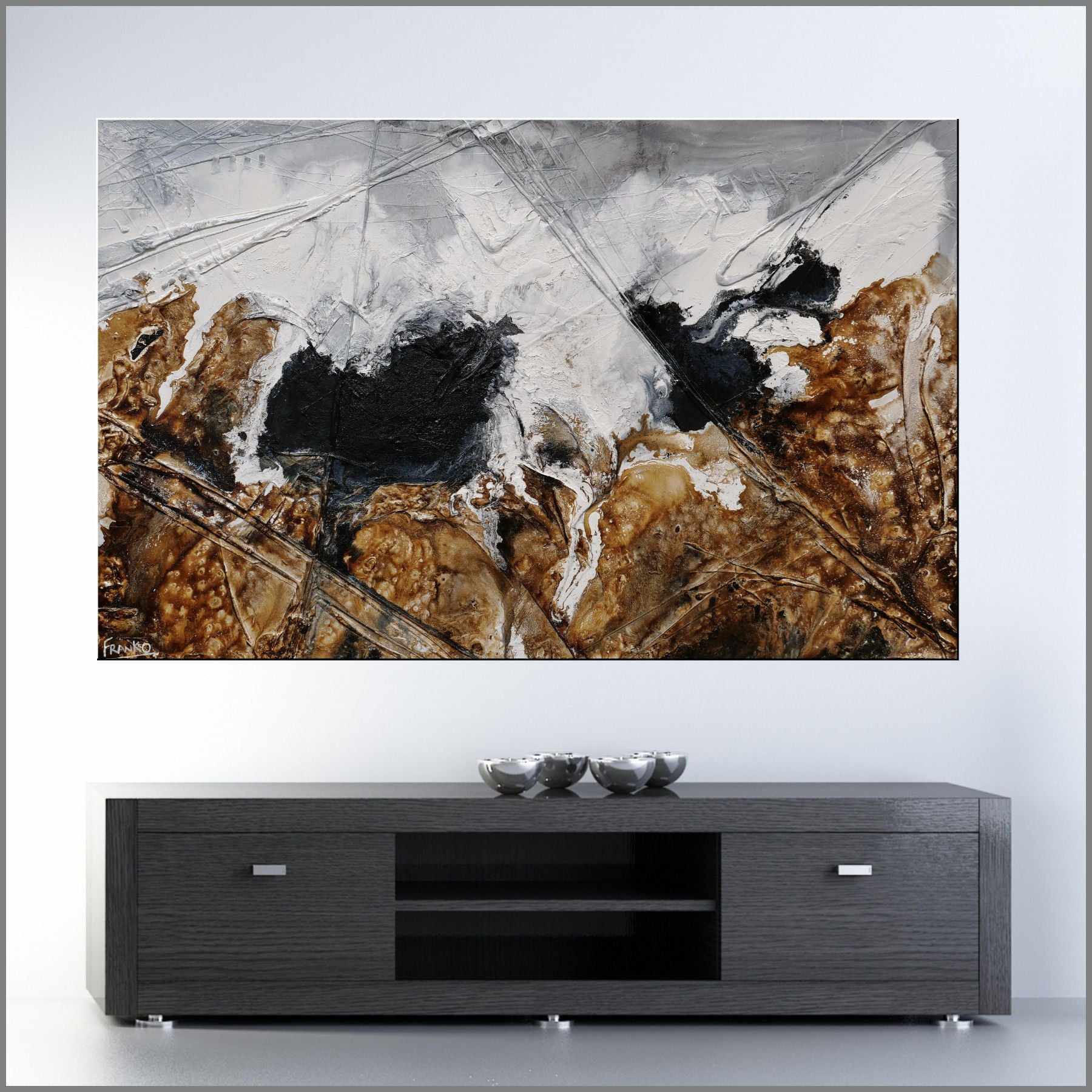 Rusted Black Russian 160cm x 100cm Brown Black Grey Textured Abstract Painting (SOLD)-Abstract-[Franko_Artist]-[Australian_artist]-[Gold_Coast]-[Brisbane]-[modern]-[contemporary]-[original]-[Large_artwork]-[The_Block]-[Dream_Homes]-[ideas]-[Grand_Designs]-[Art_Lover]-Franklin Art Studio