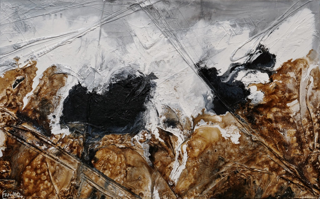 Rusted Black Russian 160cm x 100cm Brown Black Grey Textured Abstract Painting (SOLD)-Abstract-[Franko_Artist]-[Australian_artist]-[Gold_Coast]-[Brisbane]-[modern]-[contemporary]-[original]-[Large_artwork]-Franklin Art Studio