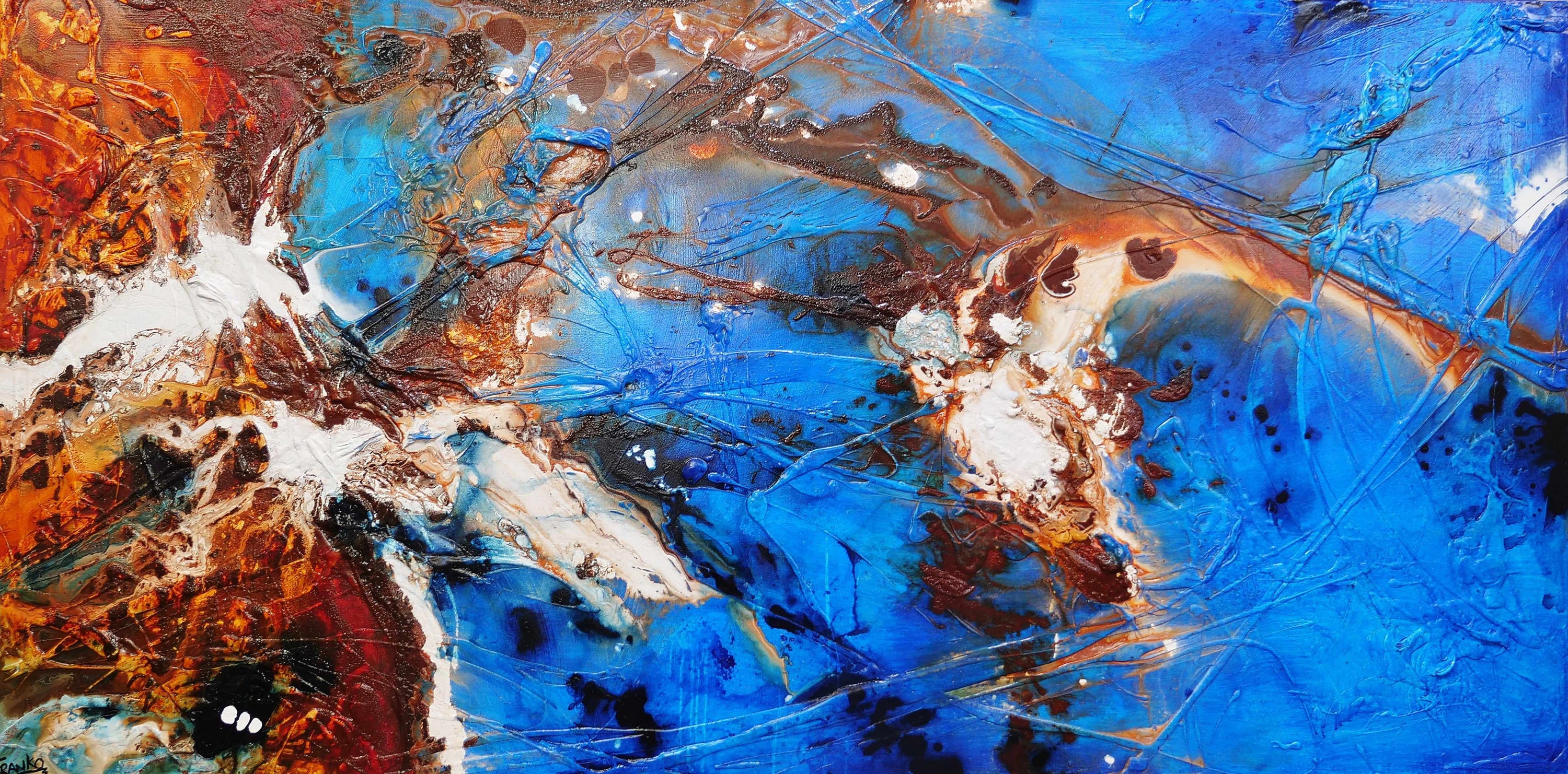 Rusted Blue Sugar 240cm x 120cm Blue Brown Textured Abstract Painting (SOLD)-Abstract-[Franko_Artist]-[Australian_artist]-[Gold_Coast]-[Brisbane]-[modern]-[contemporary]-[original]-[Large_artwork]-Franklin Art Studio