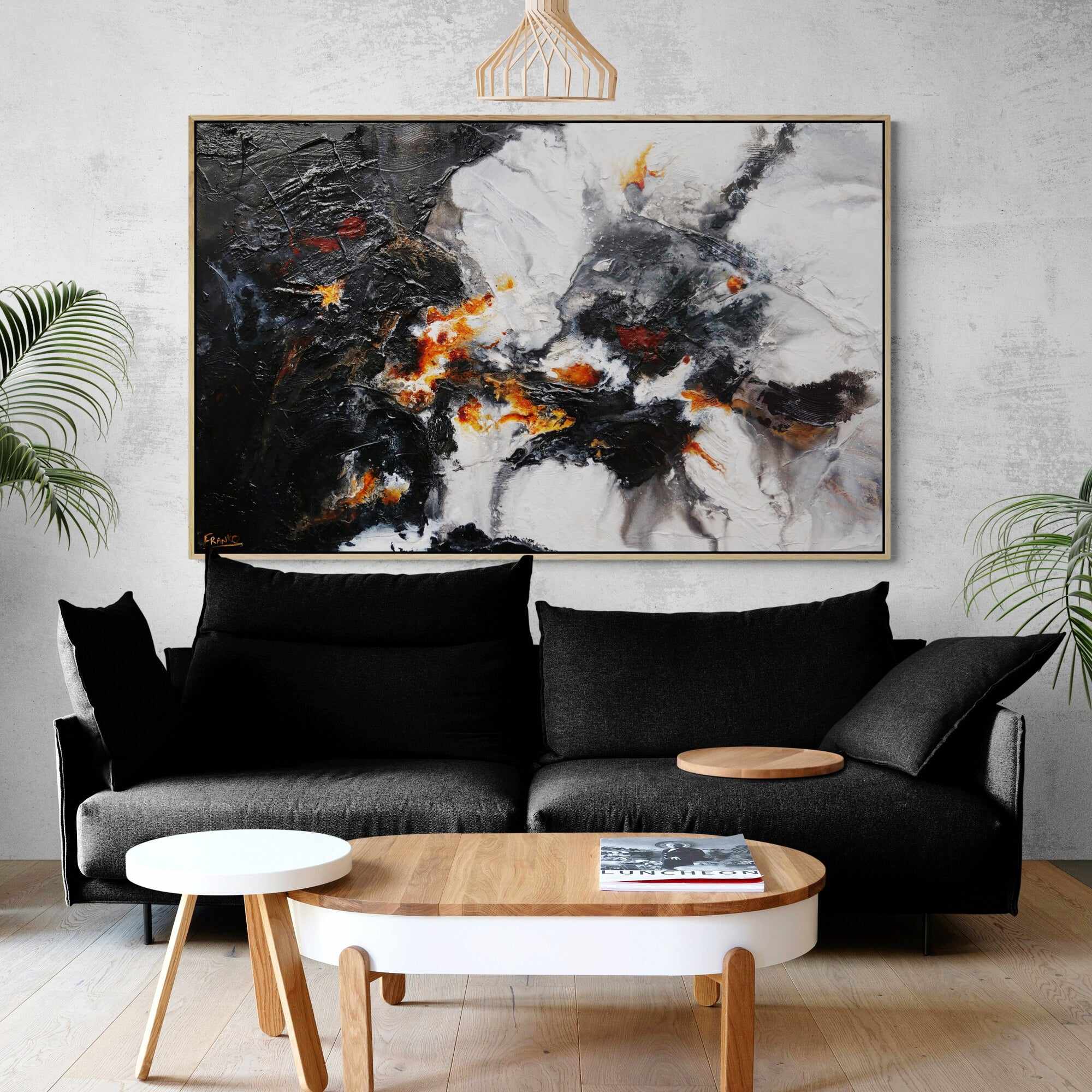 Rusted Charcoal 160cm x 100cm Brown Black White Textured Abstract Painting (SOLD)-Abstract-[Franko_Artist]-[The_Block]-[Dream_Homes]-[ideas]-[Grand_Designs]-[Art_Lover]-Franklin Art Studio