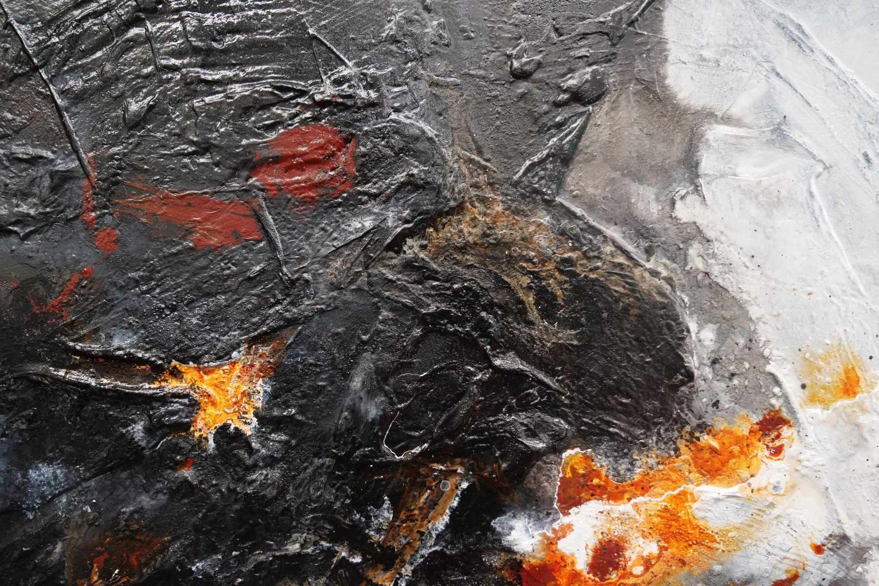 Rusted Charcoal 160cm x 100cm Brown Black White Textured Abstract Painting (SOLD)