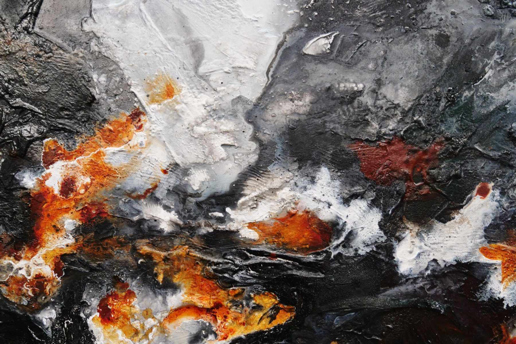 Rusted Charcoal 160cm x 100cm Brown Black White Textured Abstract Painting (SOLD)