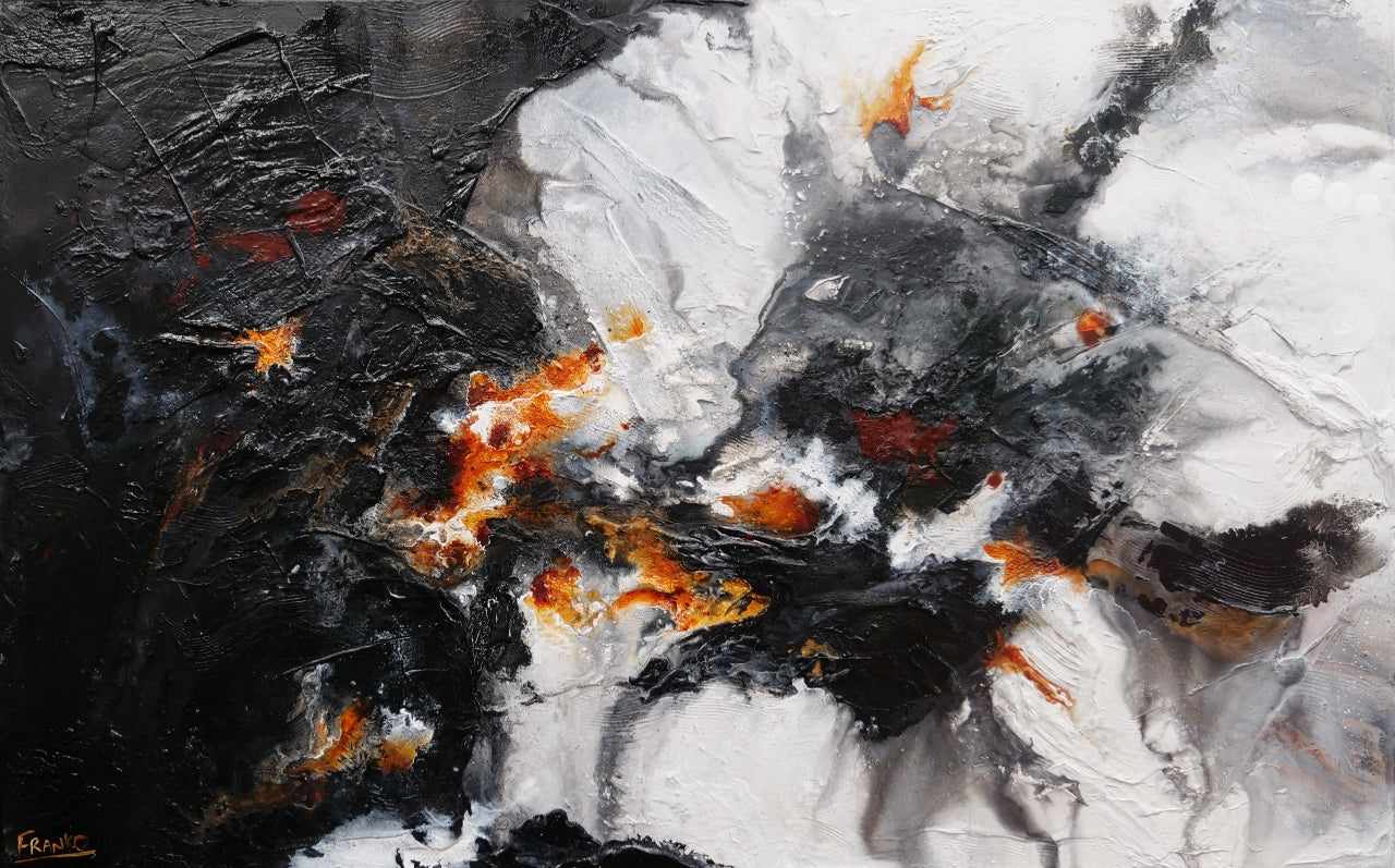 Rusted Charcoal 160cm x 100cm Brown Black White Textured Abstract Painting (SOLD)-Abstract-[Franko_Artist]-[Australian_artist]-[Gold_Coast]-[Brisbane]-[modern]-[contemporary]-[original]-[Large_artwork]-Franklin Art Studio