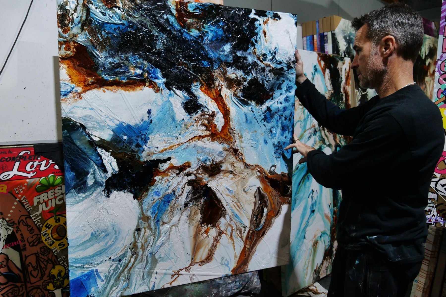 Rusted Class 120cm x 100cm Blue White Textured Abstract Painting (SOLD)-Abstract-[Franko_Artist]-[The_Block]-[Dream_Homes]-[ideas]-[Grand_Designs]-[Art_Lover]-Franklin Art Studio