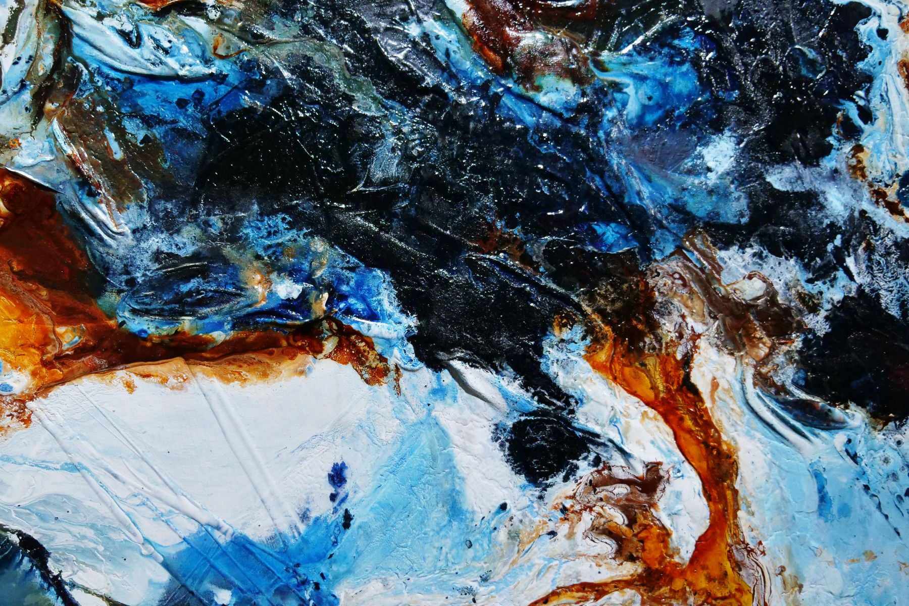 Rusted Class 120cm x 100cm Blue White Textured Abstract Painting (SOLD)