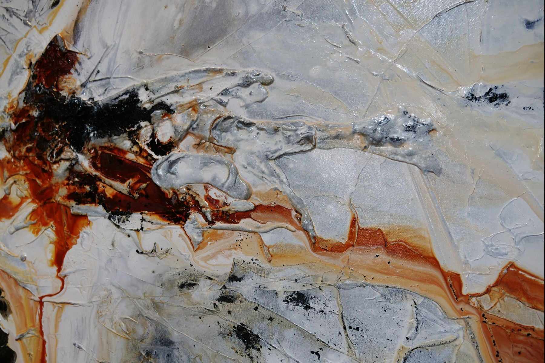 Rusted Class 160cm x 100cm Black White Brown Textured Abstract Painting (SOLD)